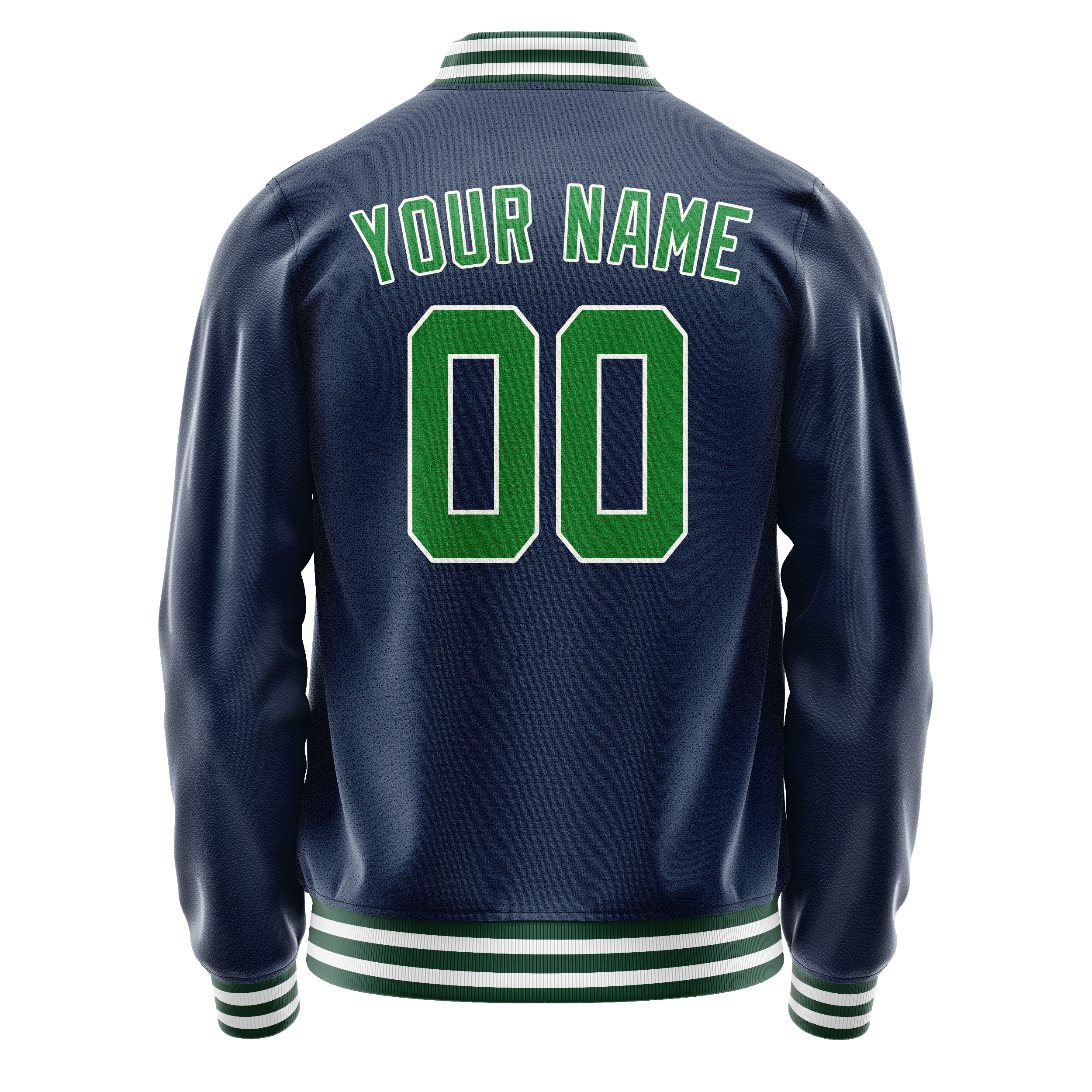 Personalized Blue & Neon-Green Solid Color Varsity Letterman Jacket