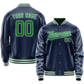 Personalized Blue & Neon-Green Solid Color Varsity Letterman Jacket