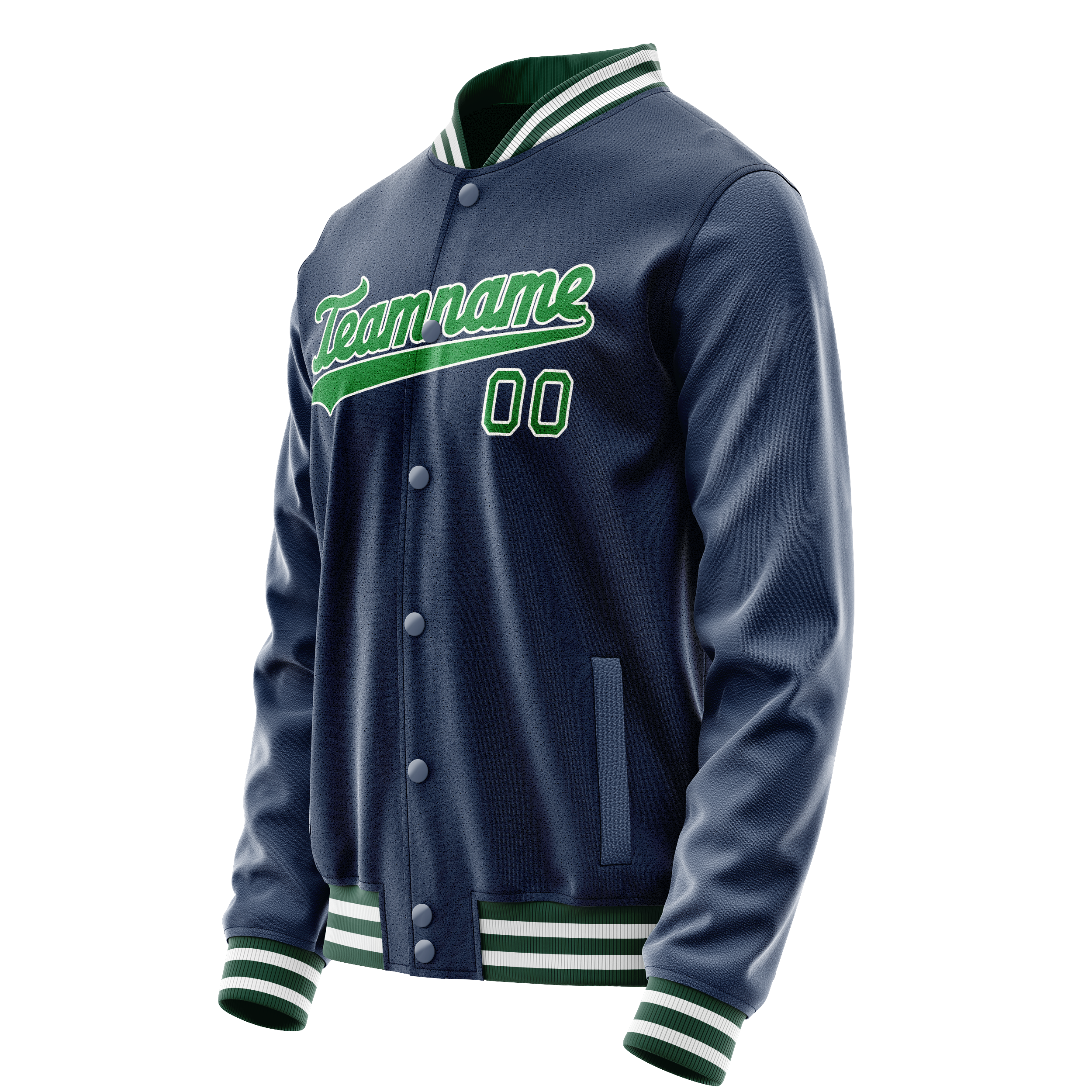Personalized Blue & Neon-Green Solid Color Varsity Letterman Jacket