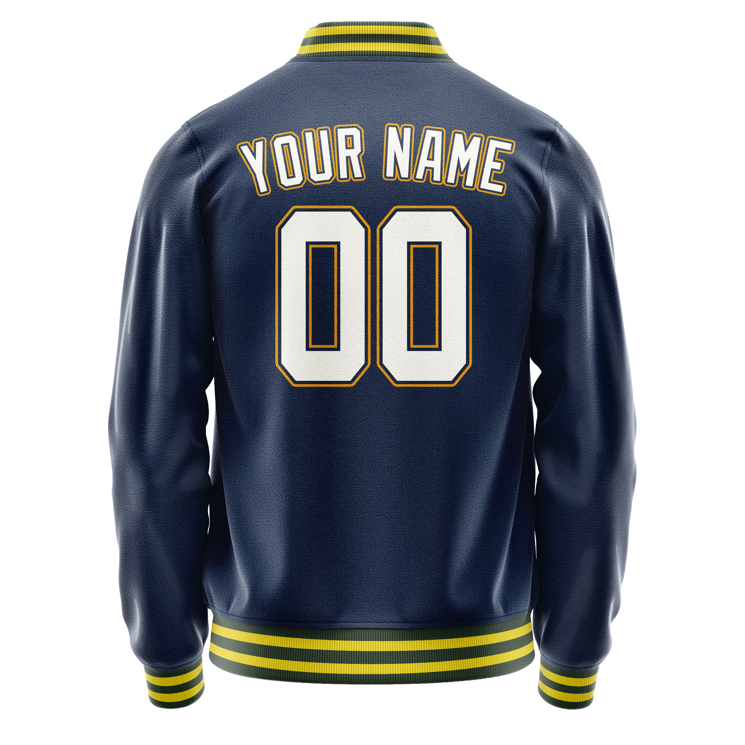 Personalized Blue & White Solid Color Varsity Letterman Jacket