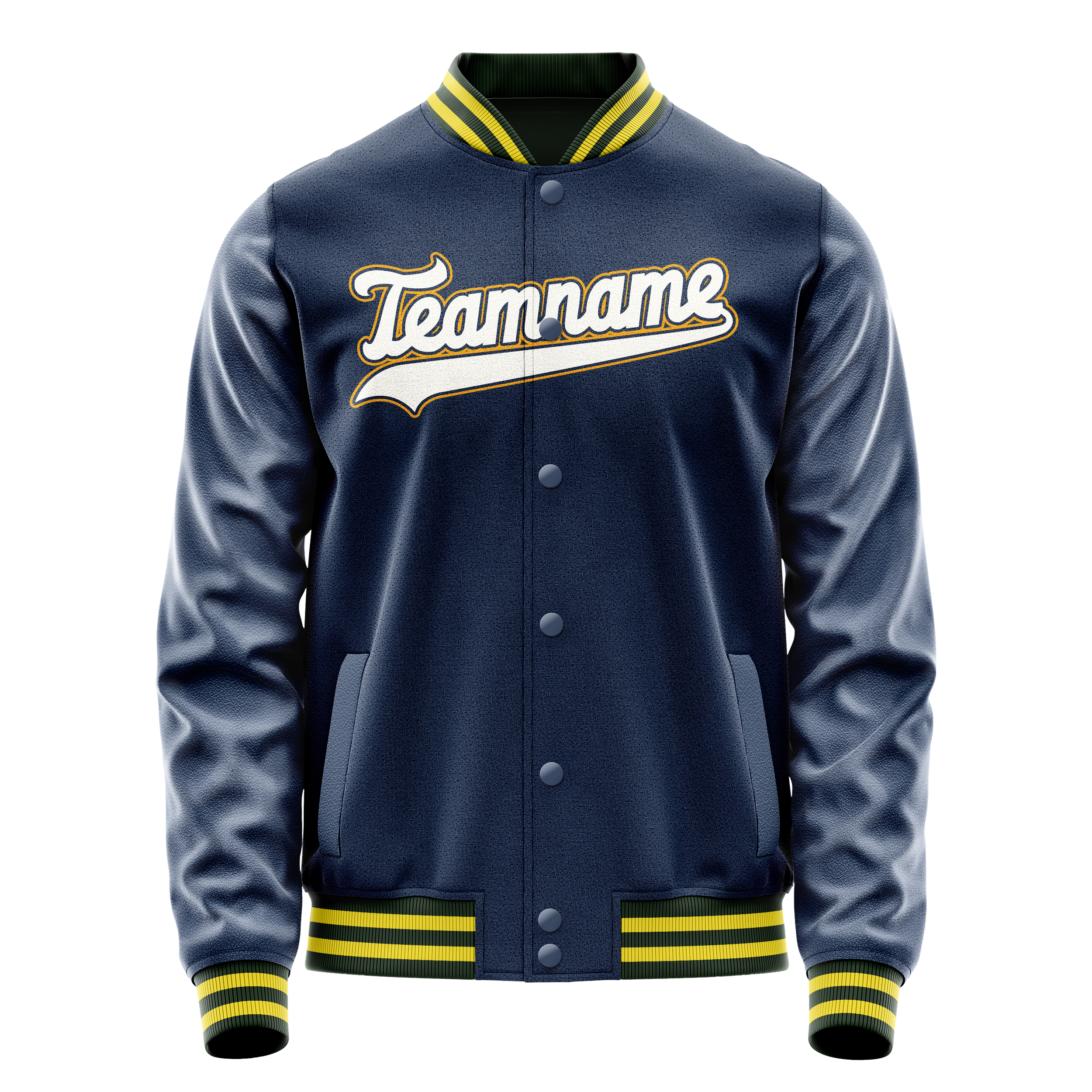 Personalized Blue & White Solid Color Varsity Letterman Jacket