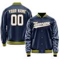 Personalized Blue & White Solid Color Varsity Letterman Jacket