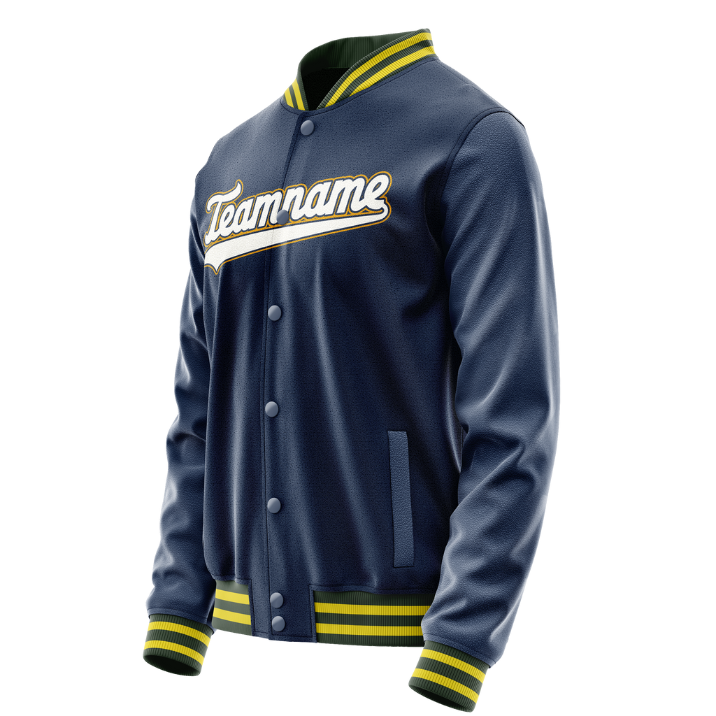Personalized Blue & White Solid Color Varsity Letterman Jacket