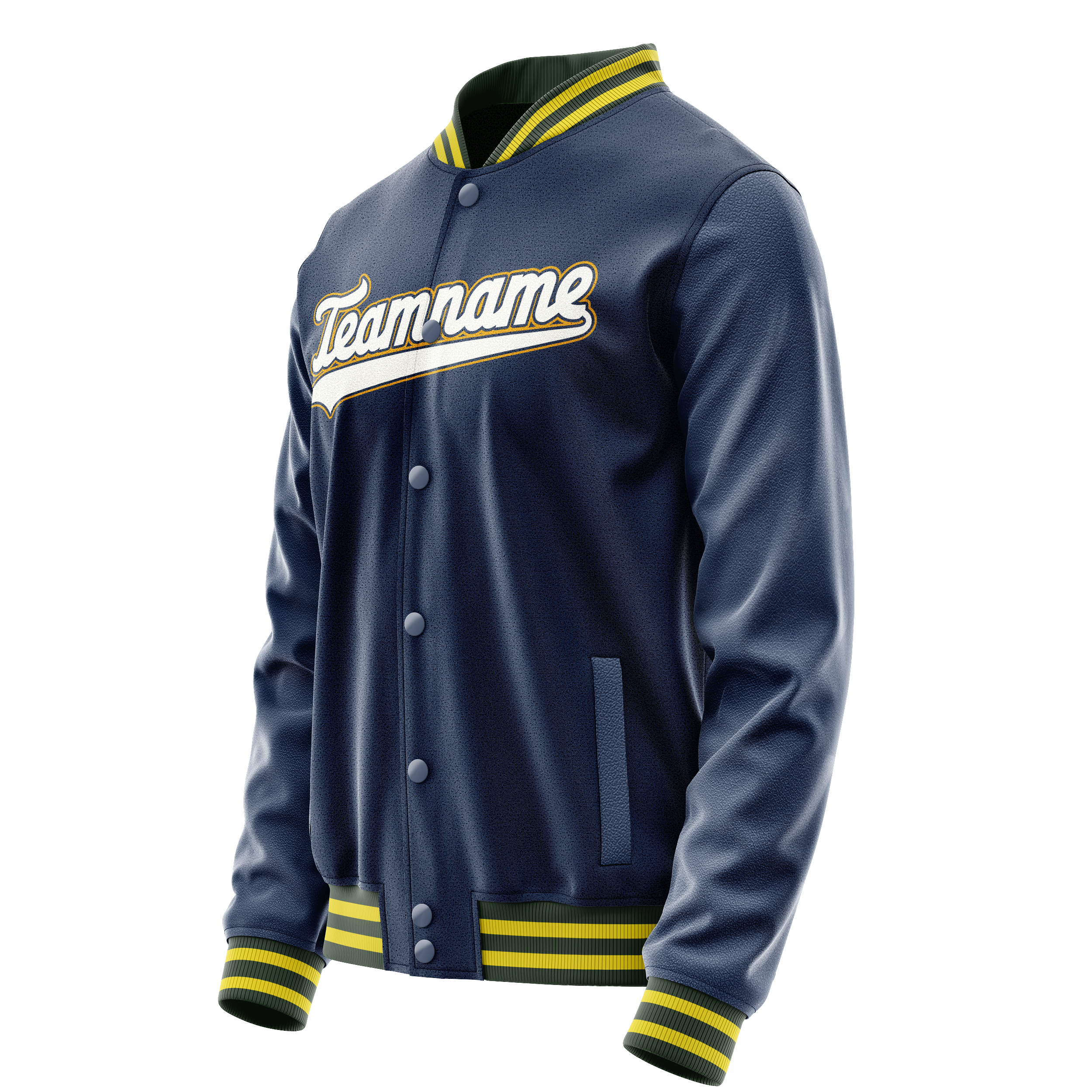 Personalized Blue & White Solid Color Varsity Letterman Jacket