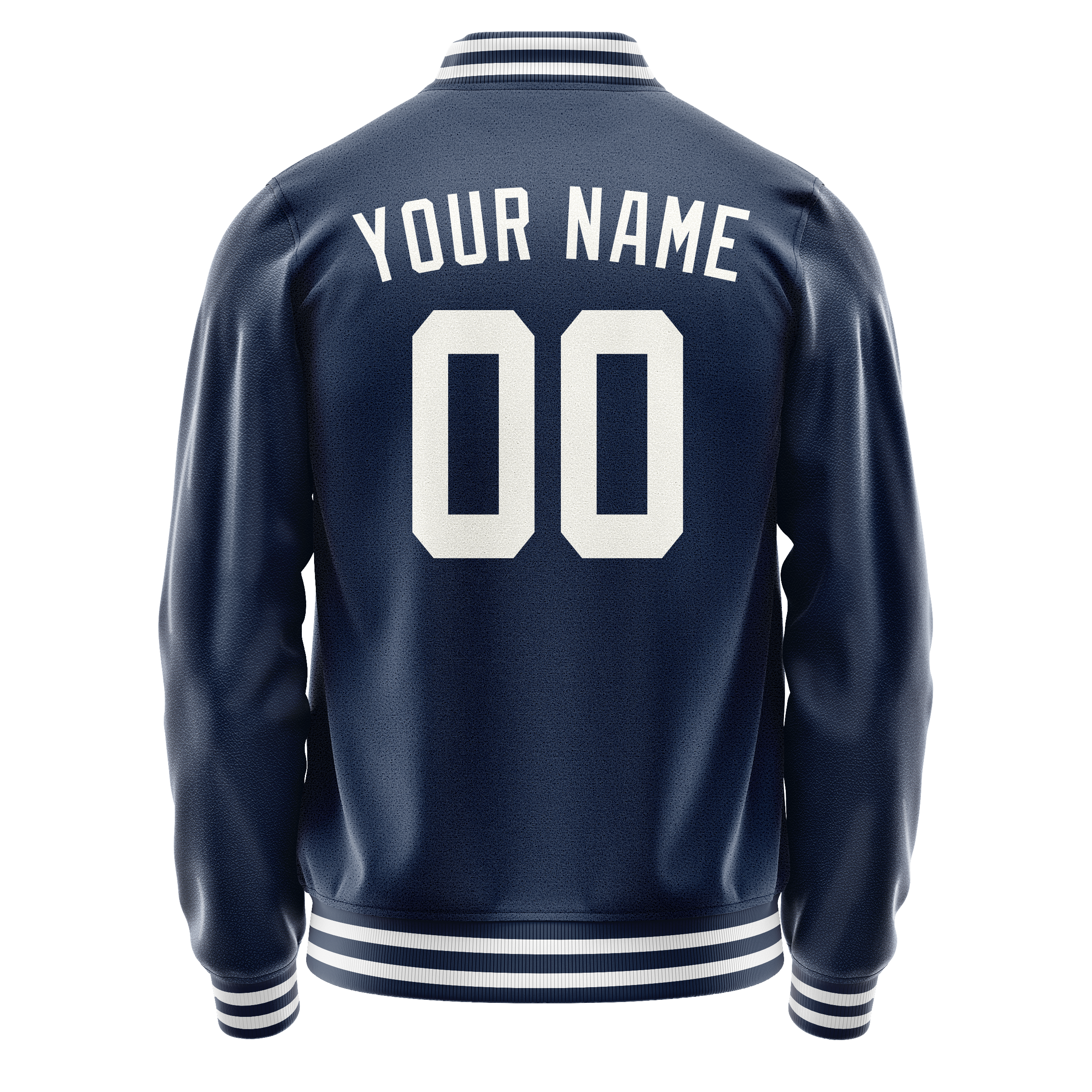 Personalized Blue & White Solid Color Varsity Letterman Jacket