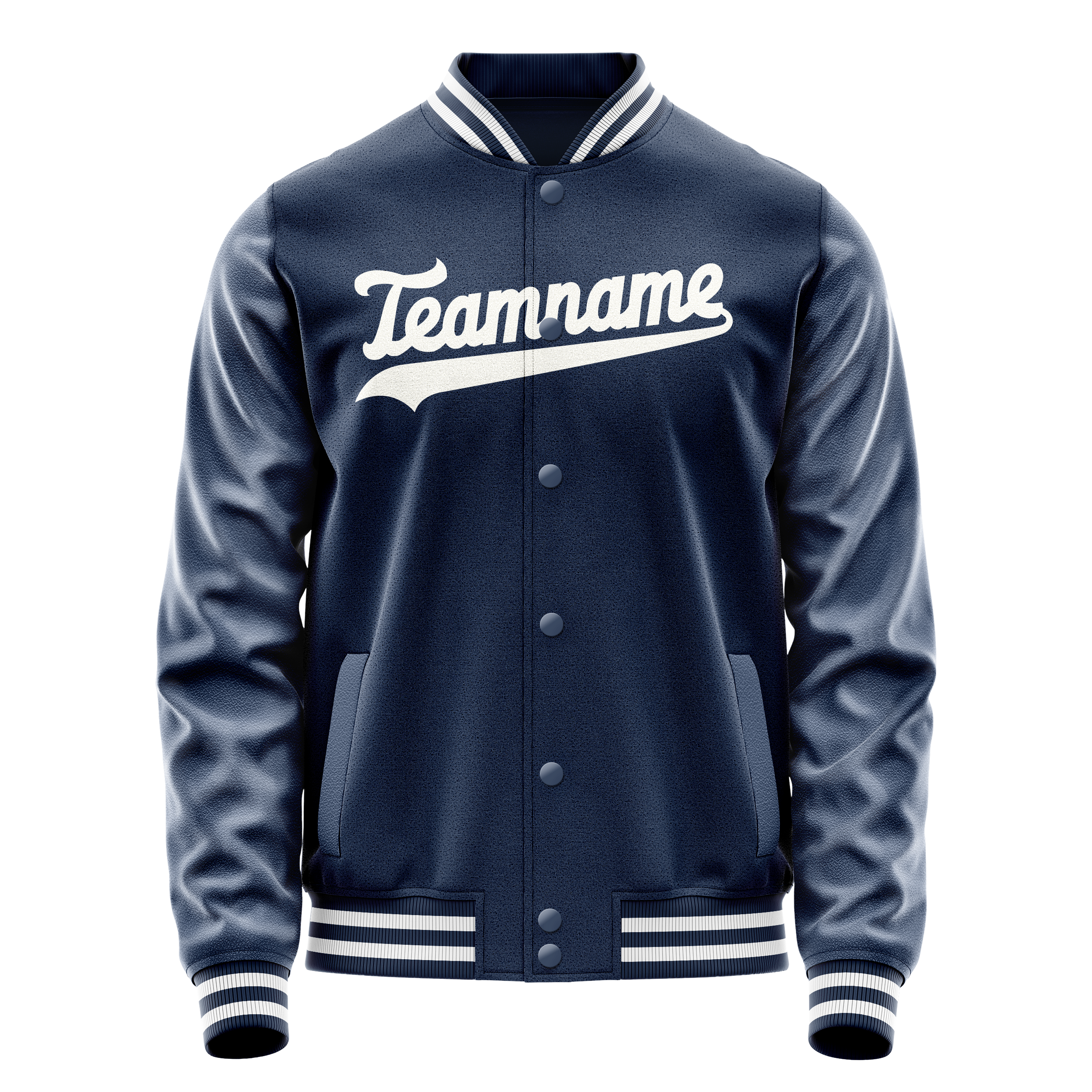 Personalized Blue & White Solid Color Varsity Letterman Jacket