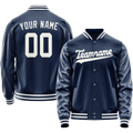 Personalized Blue & White Solid Color Varsity Letterman Jacket