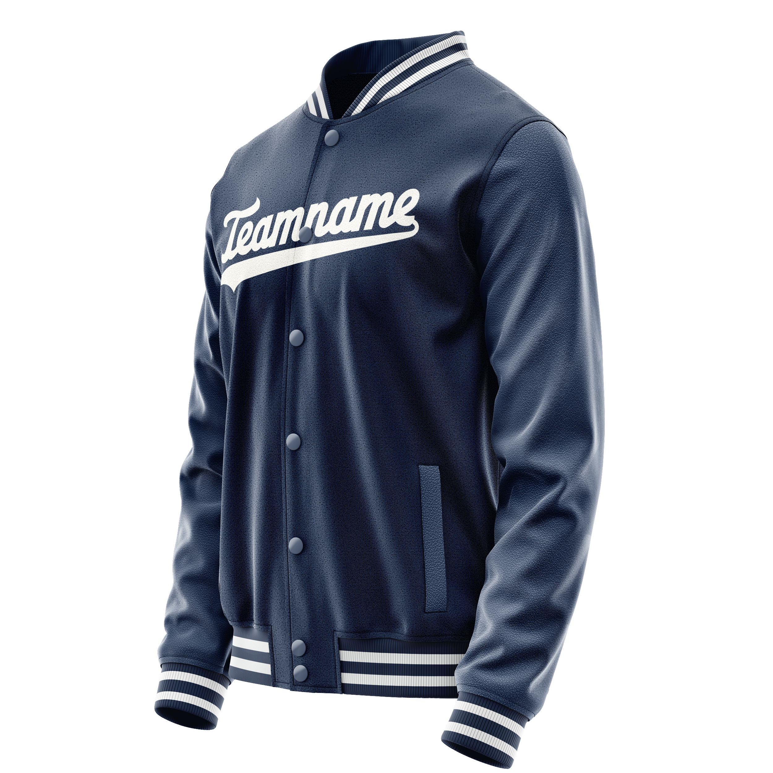 Personalized Blue & White Solid Color Varsity Letterman Jacket