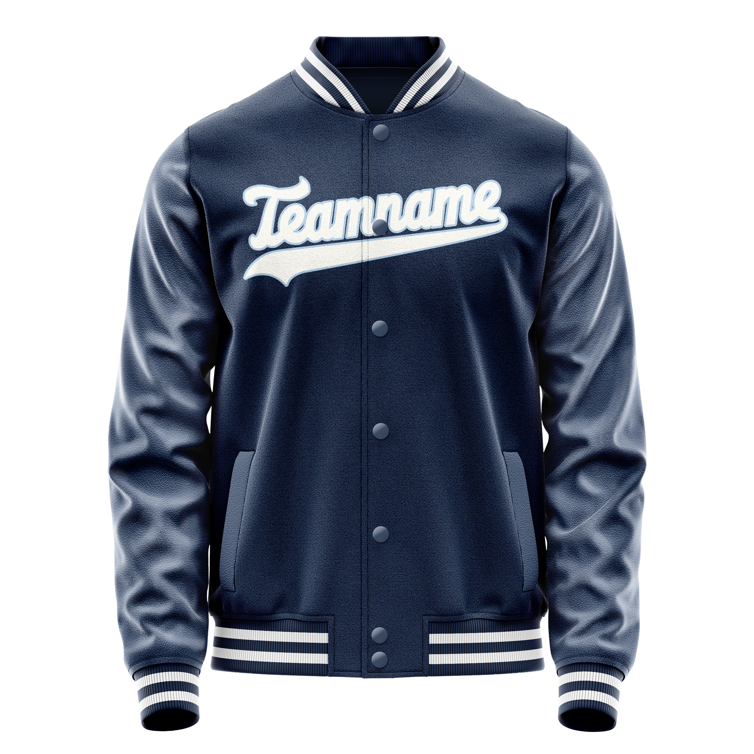 Personalized Blue & White Solid Color Varsity Letterman Jacket