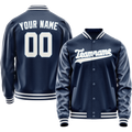 Personalized Blue & White Solid Color Varsity Letterman Jacket