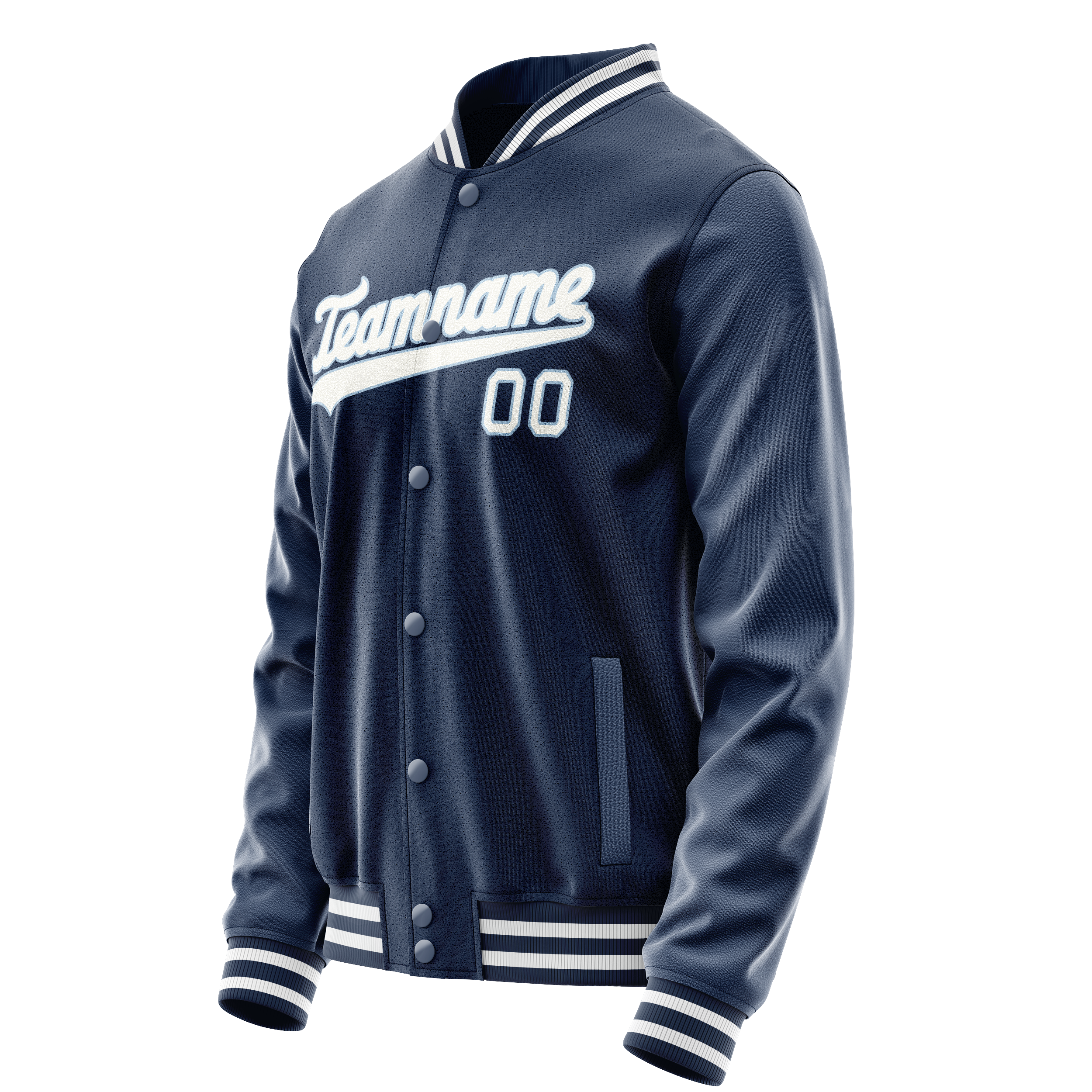 Personalized Blue & White Solid Color Varsity Letterman Jacket