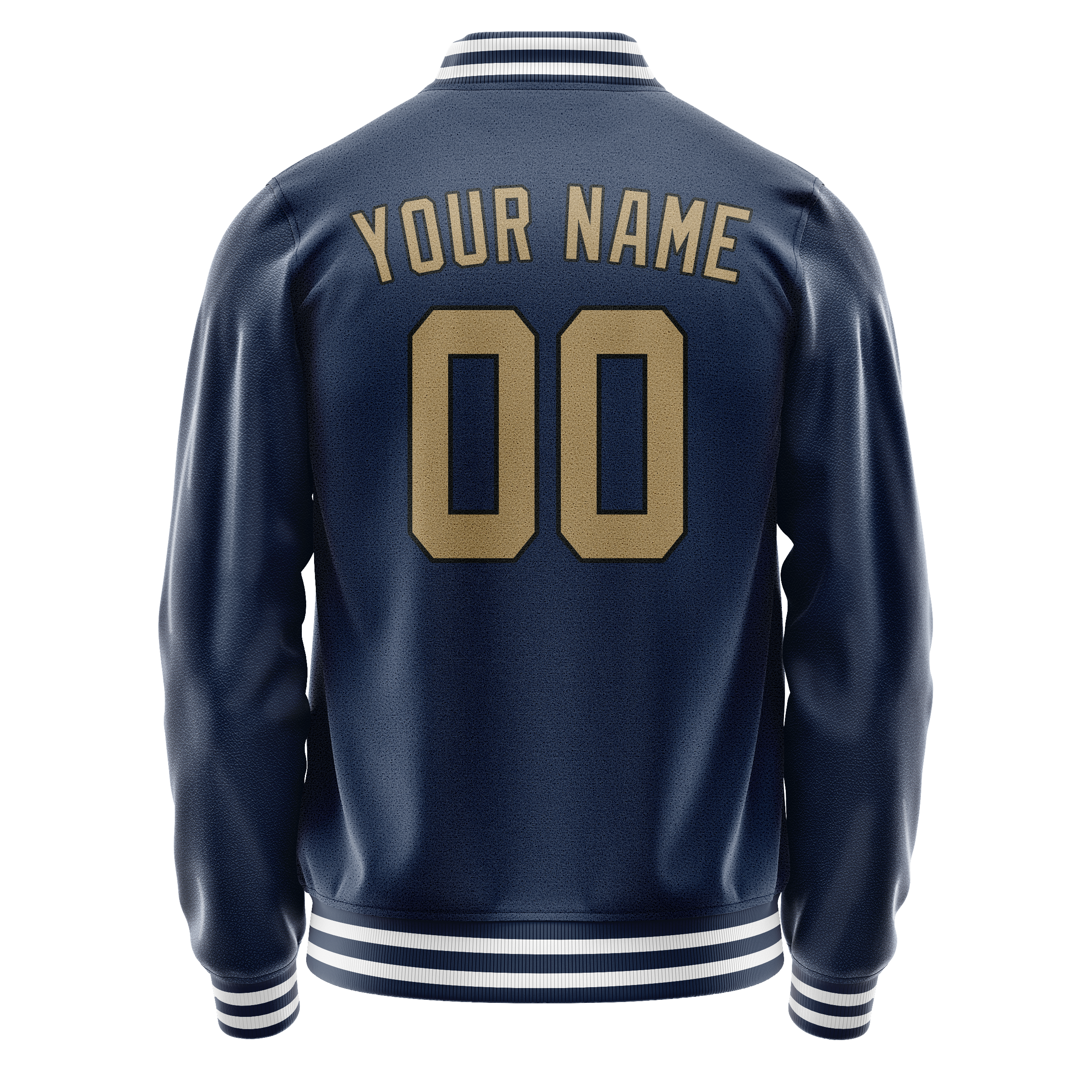 Personalized Blue & Old-Gold Solid Color Varsity Letterman Jacket