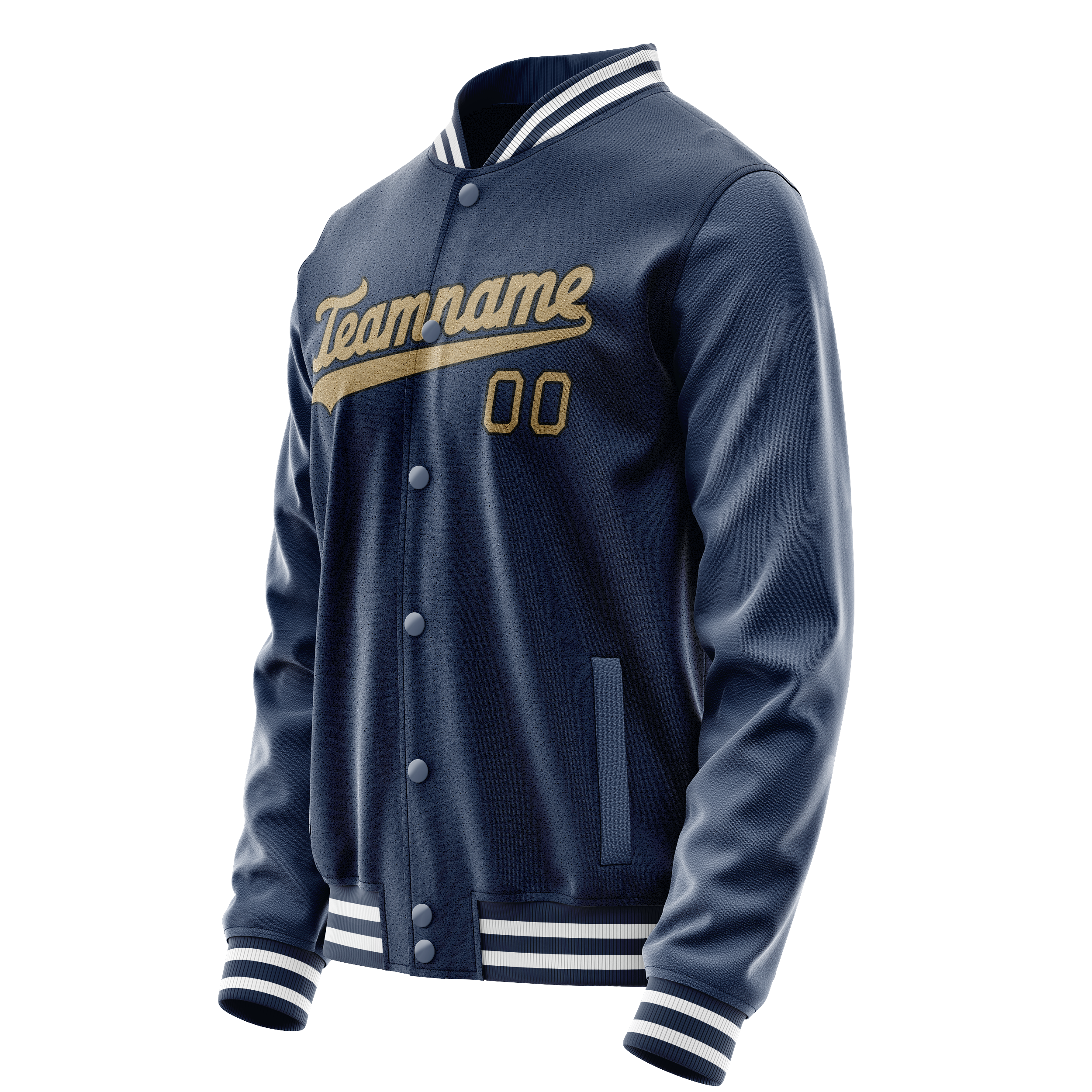 Personalized Blue & Old-Gold Solid Color Varsity Letterman Jacket