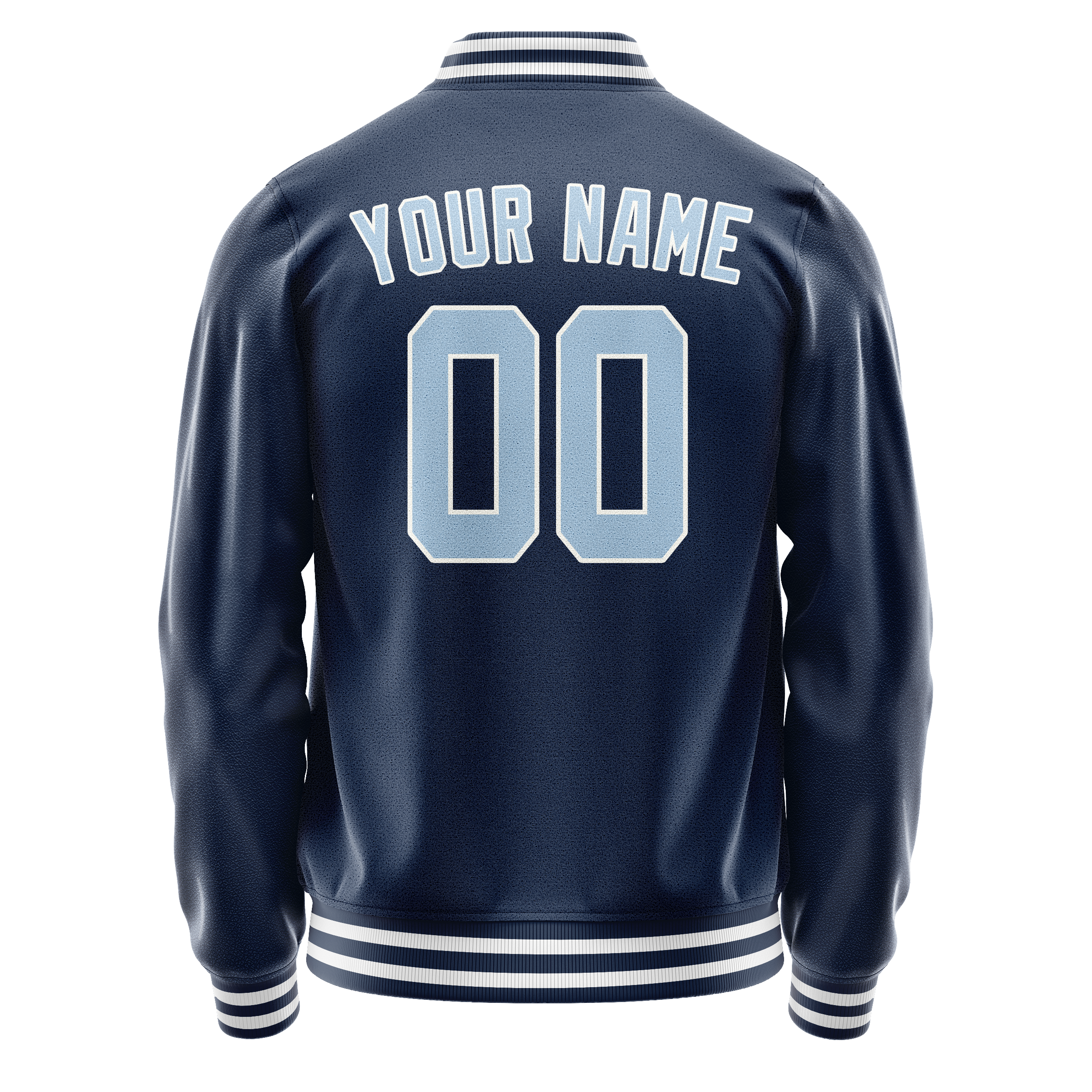 Personalized Blue & Light-Blue Solid Color Varsity Letterman Jacket