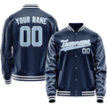 Personalized Blue & Light-Blue Solid Color Varsity Letterman Jacket