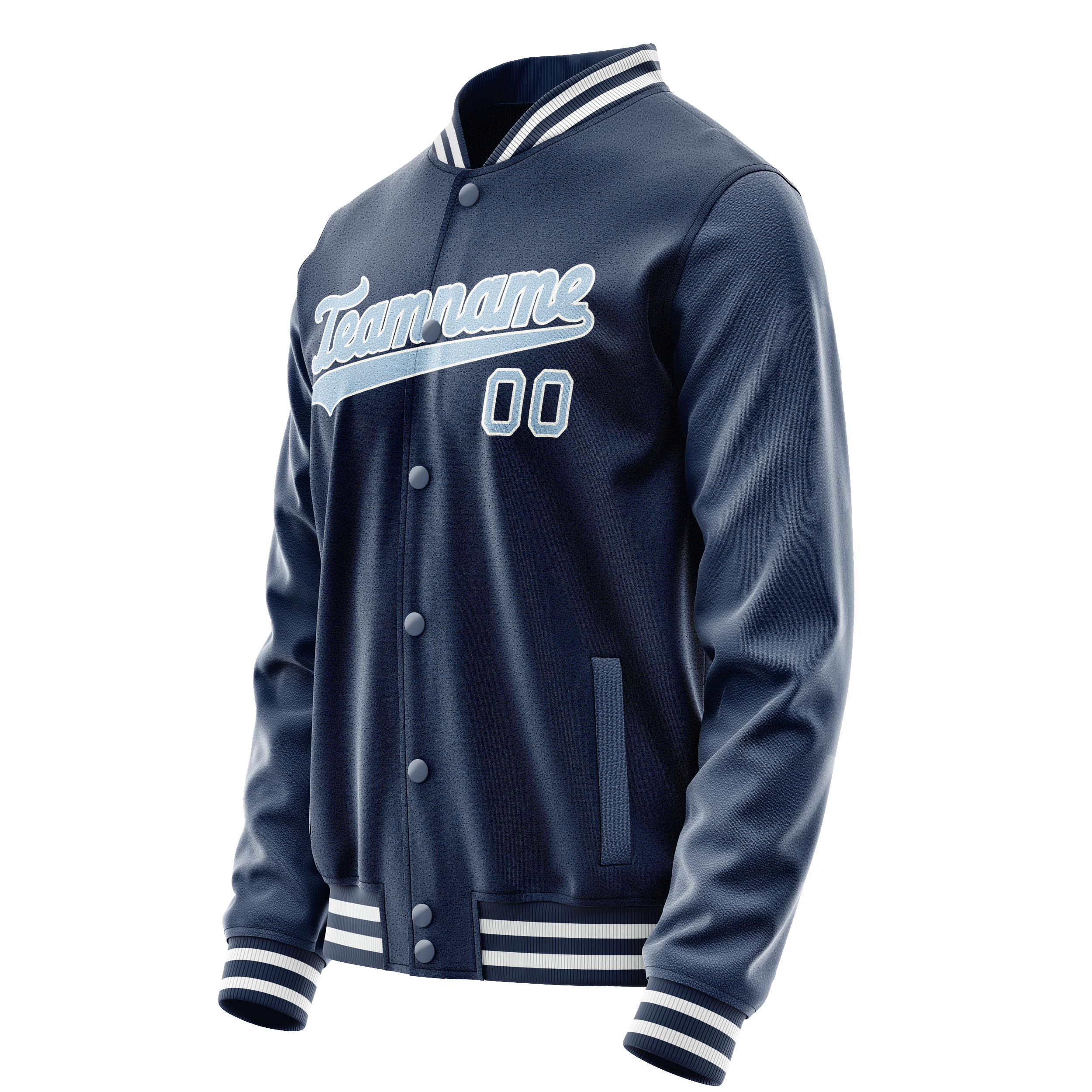 Personalized Blue & Light-Blue Solid Color Varsity Letterman Jacket