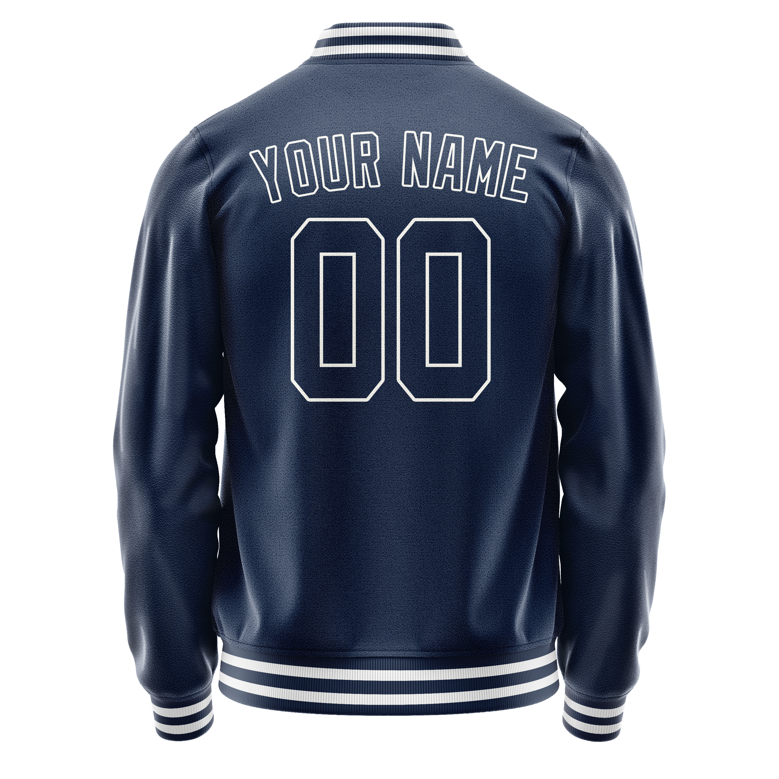 Personalized Blue & White Solid Color Varsity Letterman Jacket