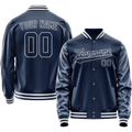 Personalized Blue & White Solid Color Varsity Letterman Jacket
