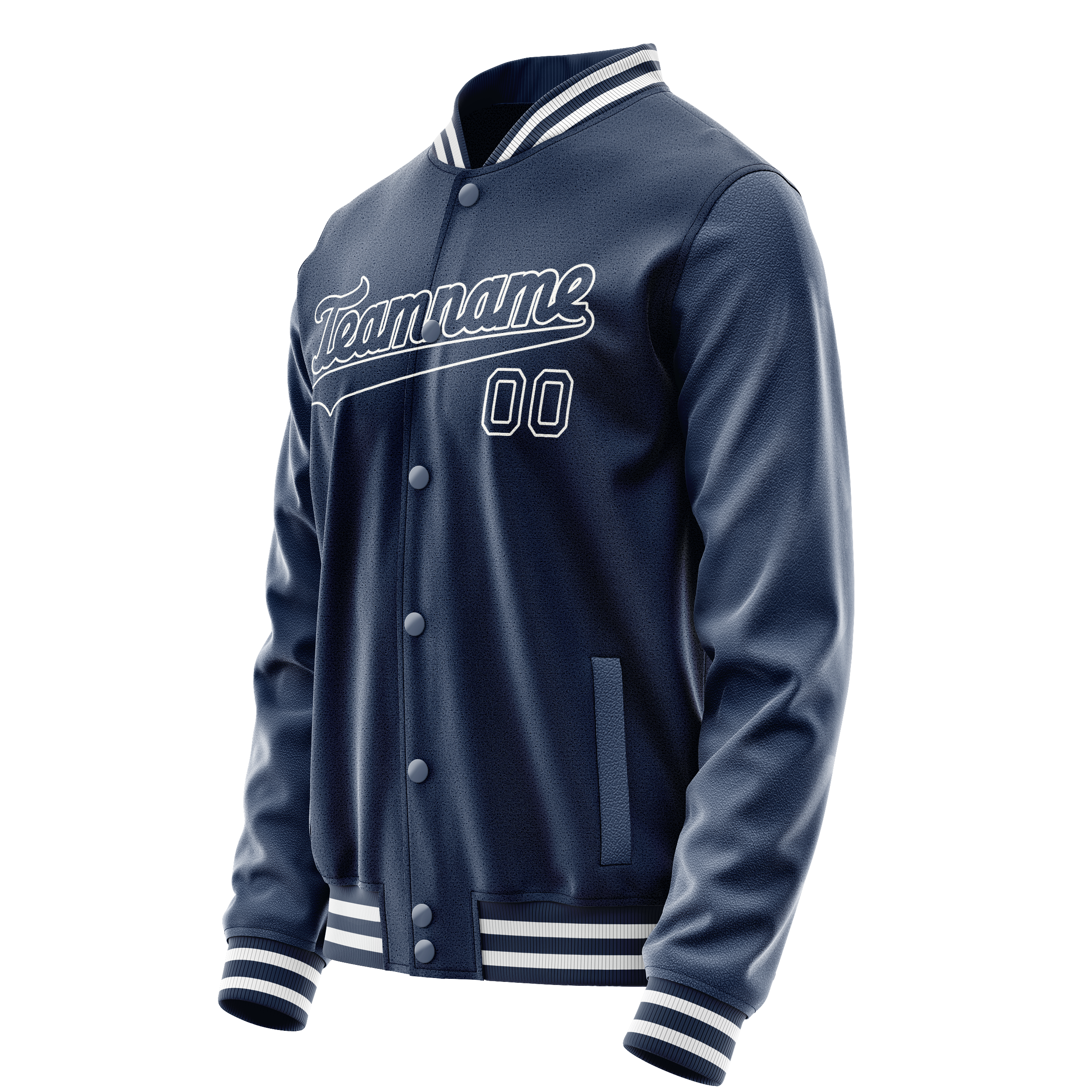 Personalized Blue & White Solid Color Varsity Letterman Jacket
