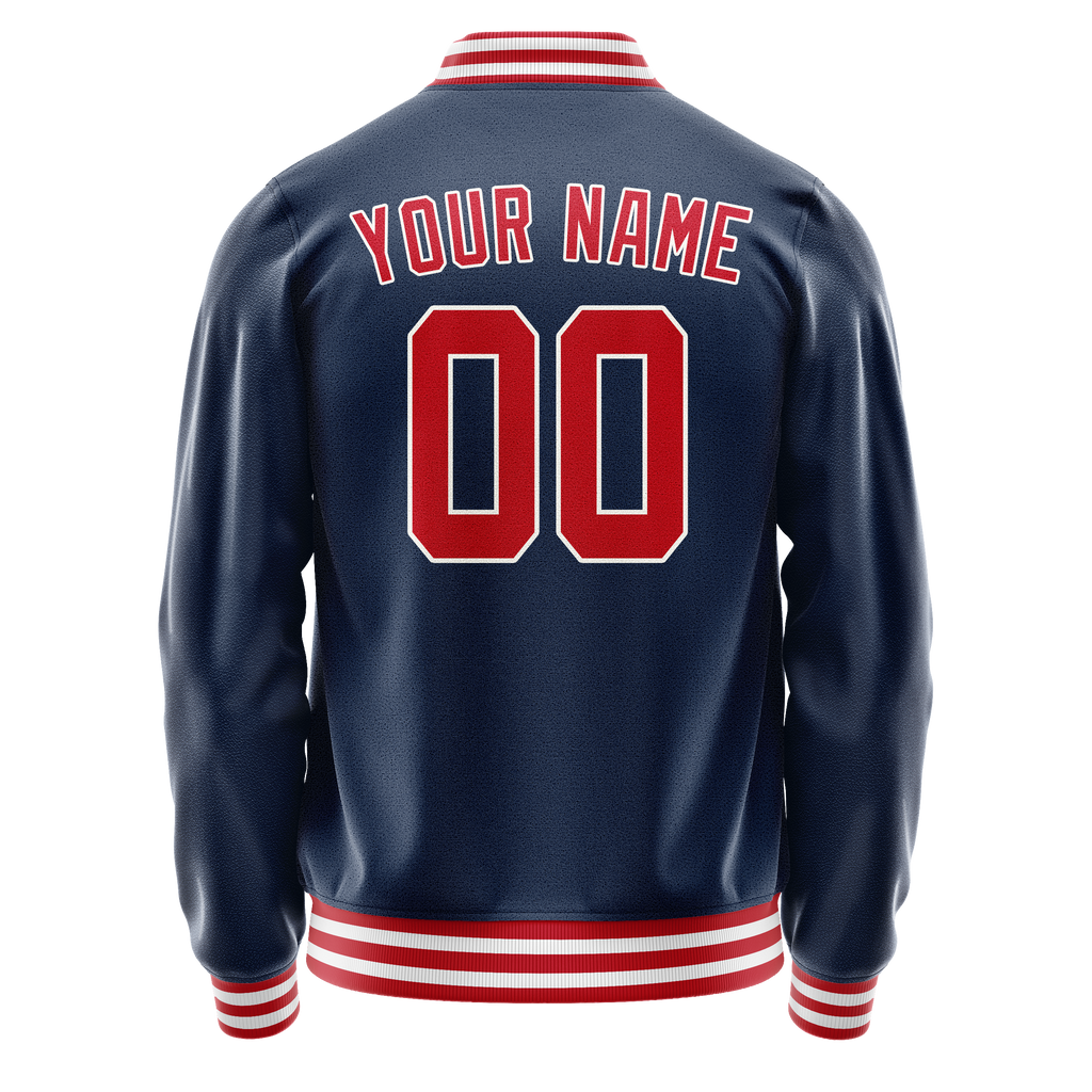 Personalized Blue & Crimson Solid Color Varsity Letterman Jacket