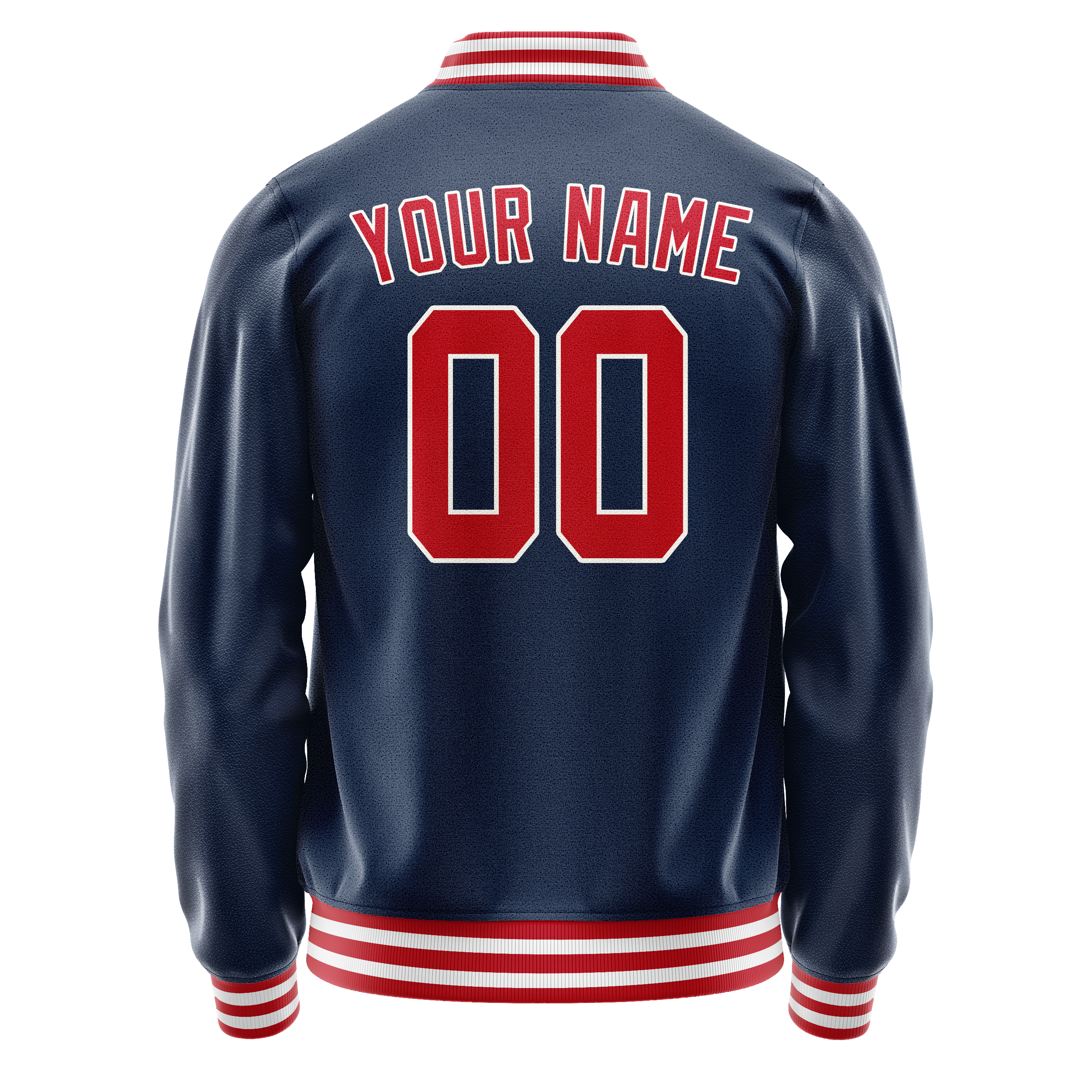 Personalized Blue & Crimson Solid Color Varsity Letterman Jacket