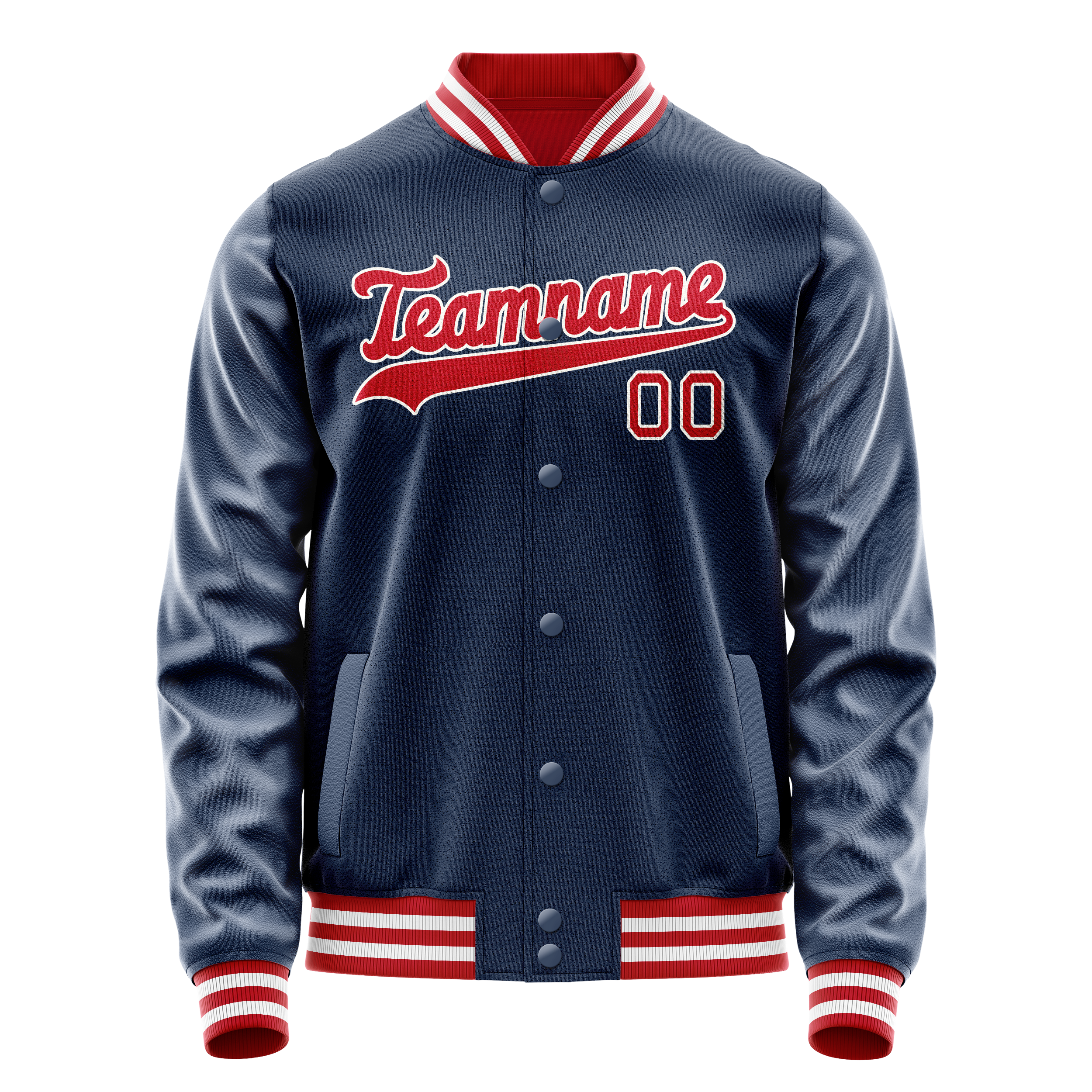 Personalized Blue & Crimson Solid Color Varsity Letterman Jacket