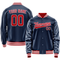 Personalized Blue & Crimson Solid Color Varsity Letterman Jacket