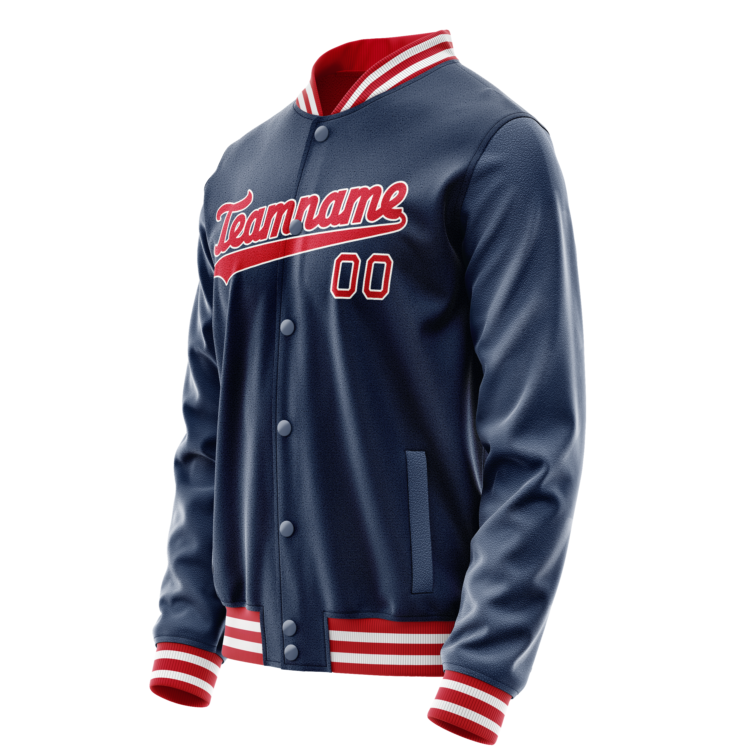 Personalized Blue & Crimson Solid Color Varsity Letterman Jacket