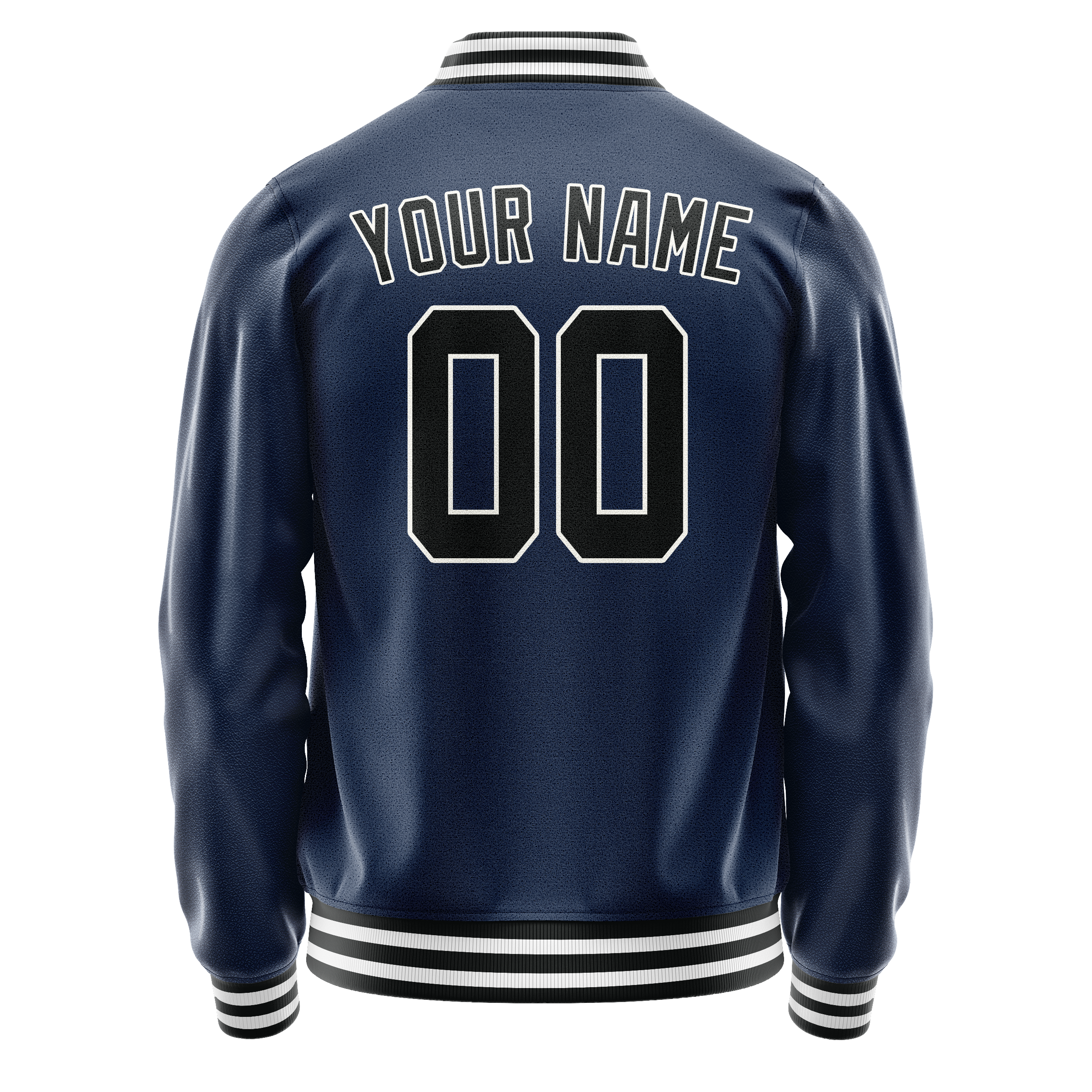 Personalized Blue & Black Solid Color Varsity Letterman Jacket