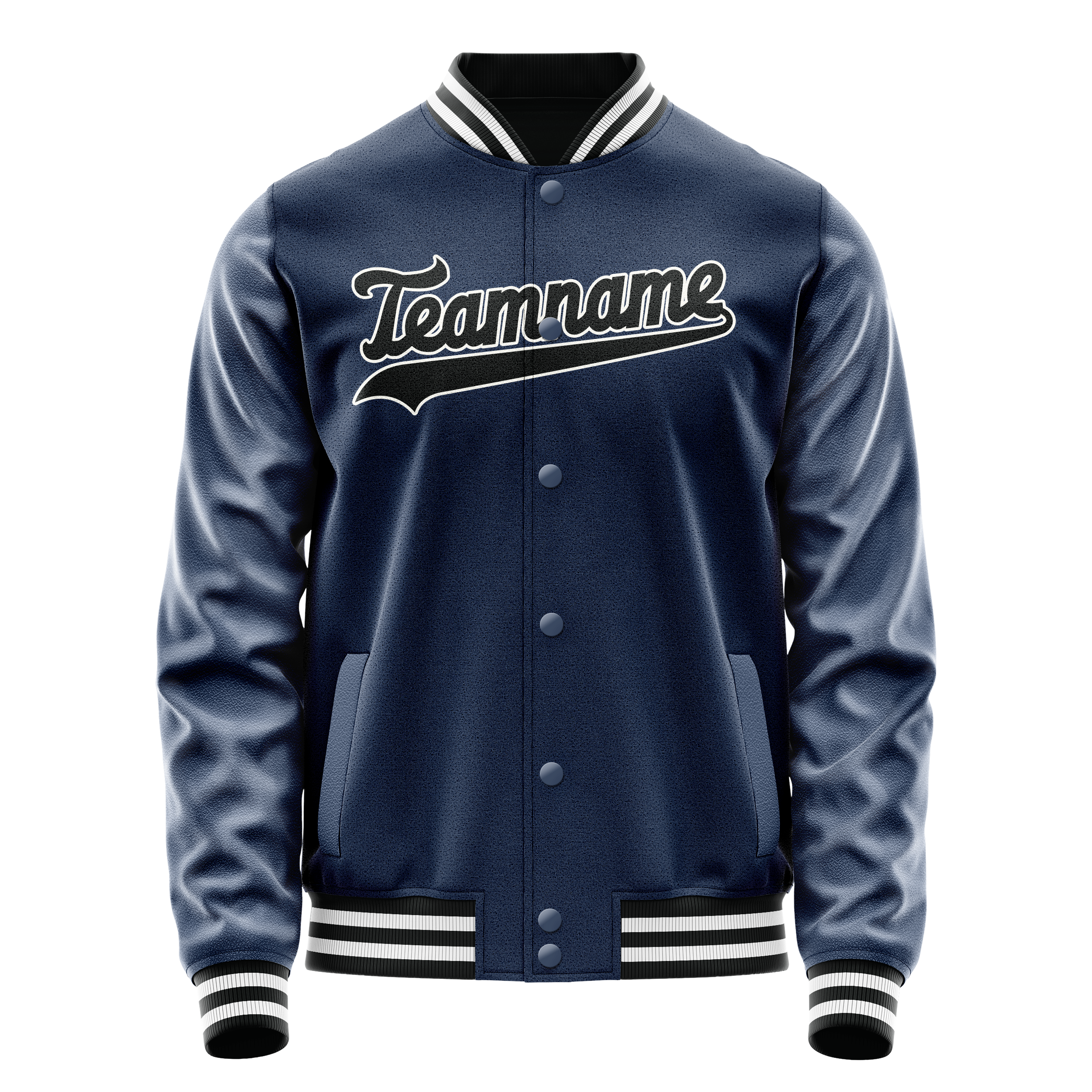 Personalized Blue & Black Solid Color Varsity Letterman Jacket