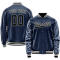 Personalized Blue & Black Solid Color Varsity Letterman Jacket