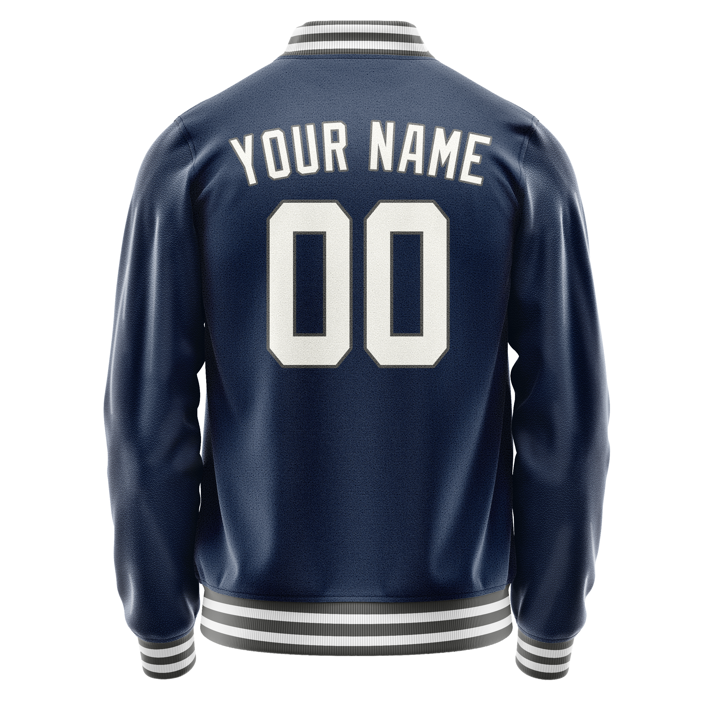 Personalized Blue & White Solid Color Varsity Letterman Jacket