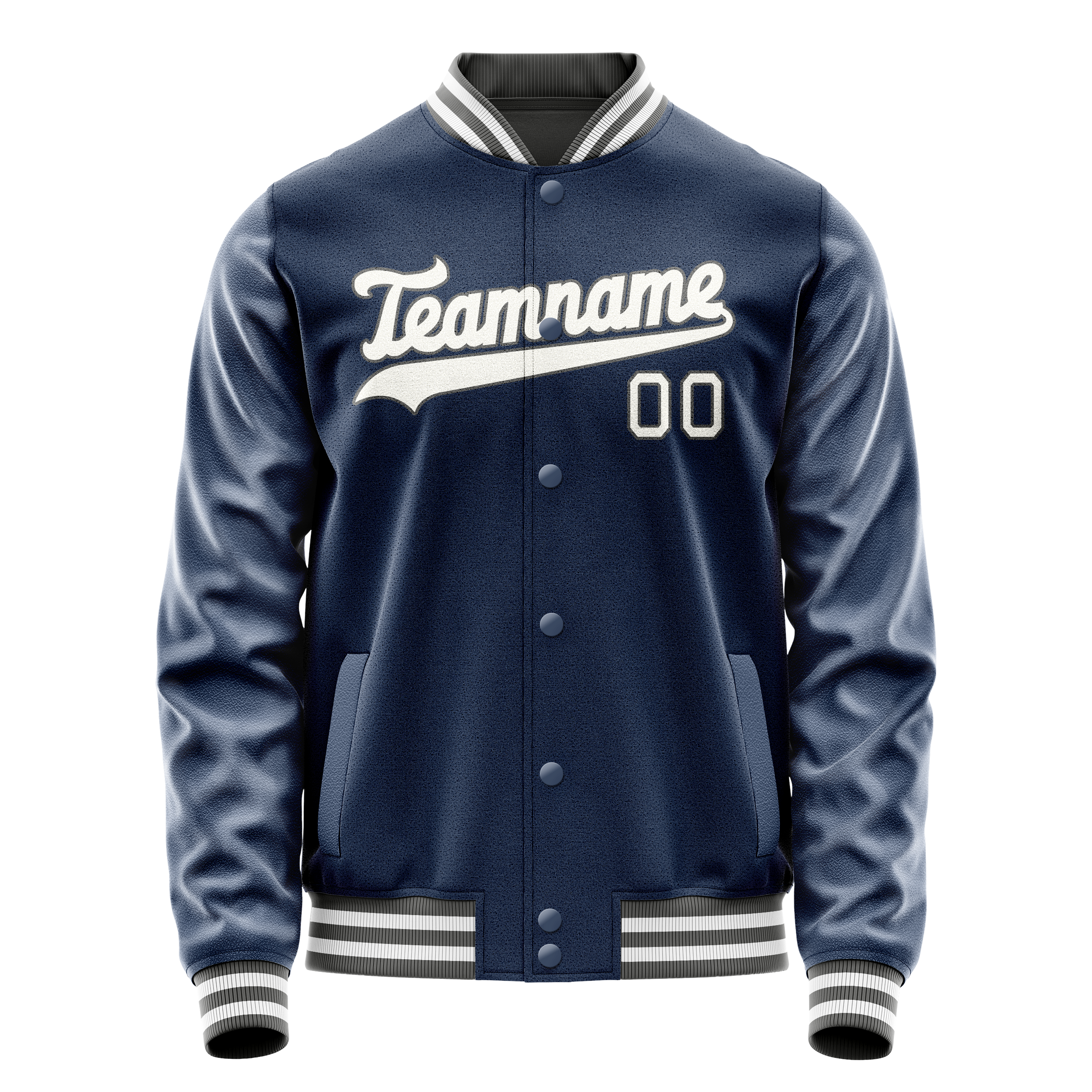 Personalized Blue & White Solid Color Varsity Letterman Jacket