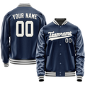 Personalized Blue & White Solid Color Varsity Letterman Jacket