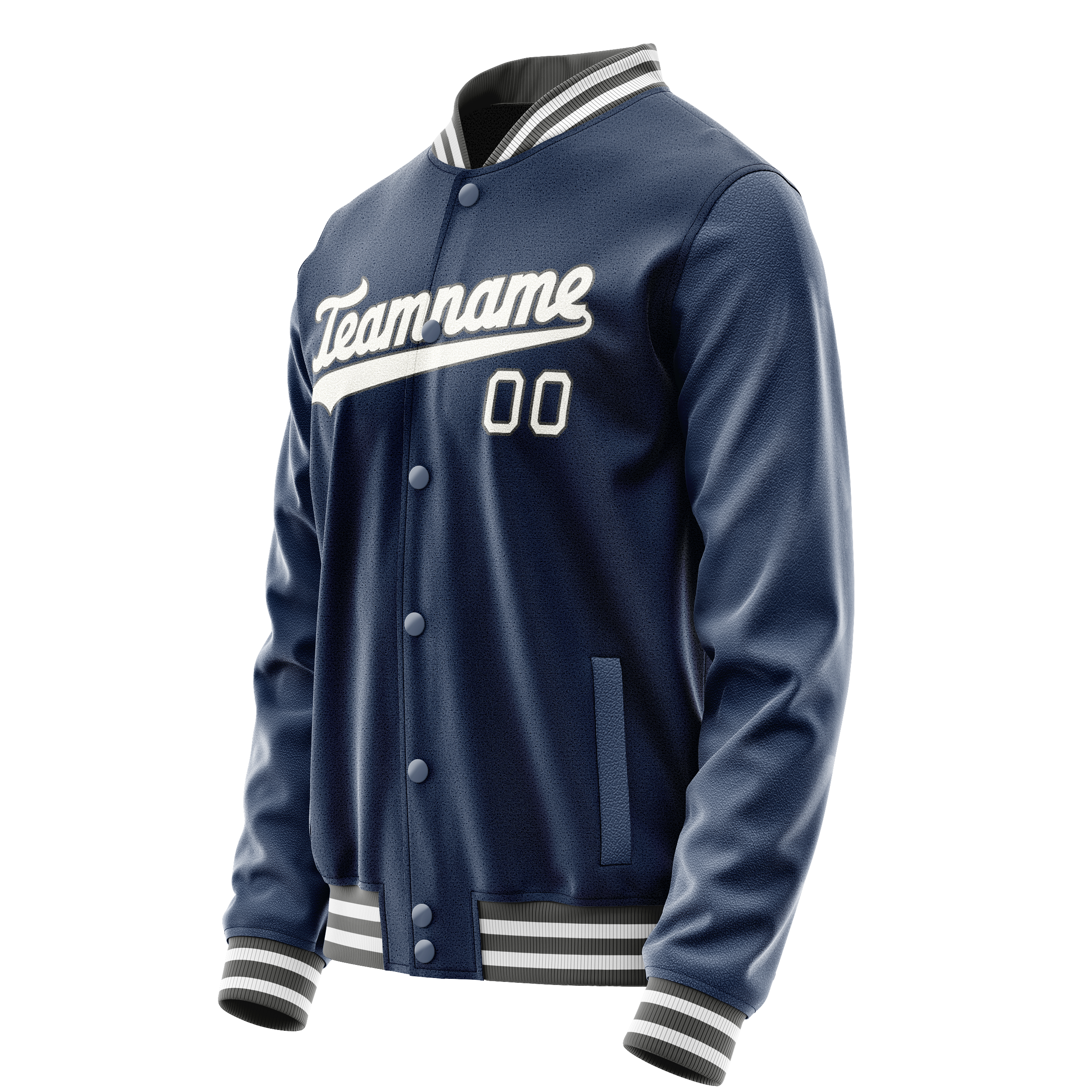Personalized Blue & White Solid Color Varsity Letterman Jacket