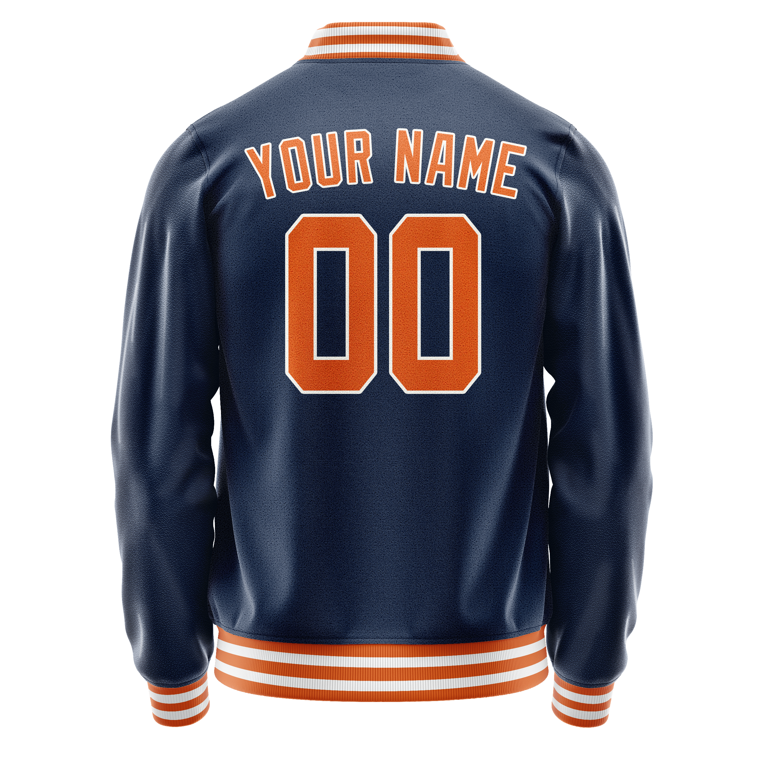 Personalized Blue & Orange Solid Color Varsity Letterman Jacket