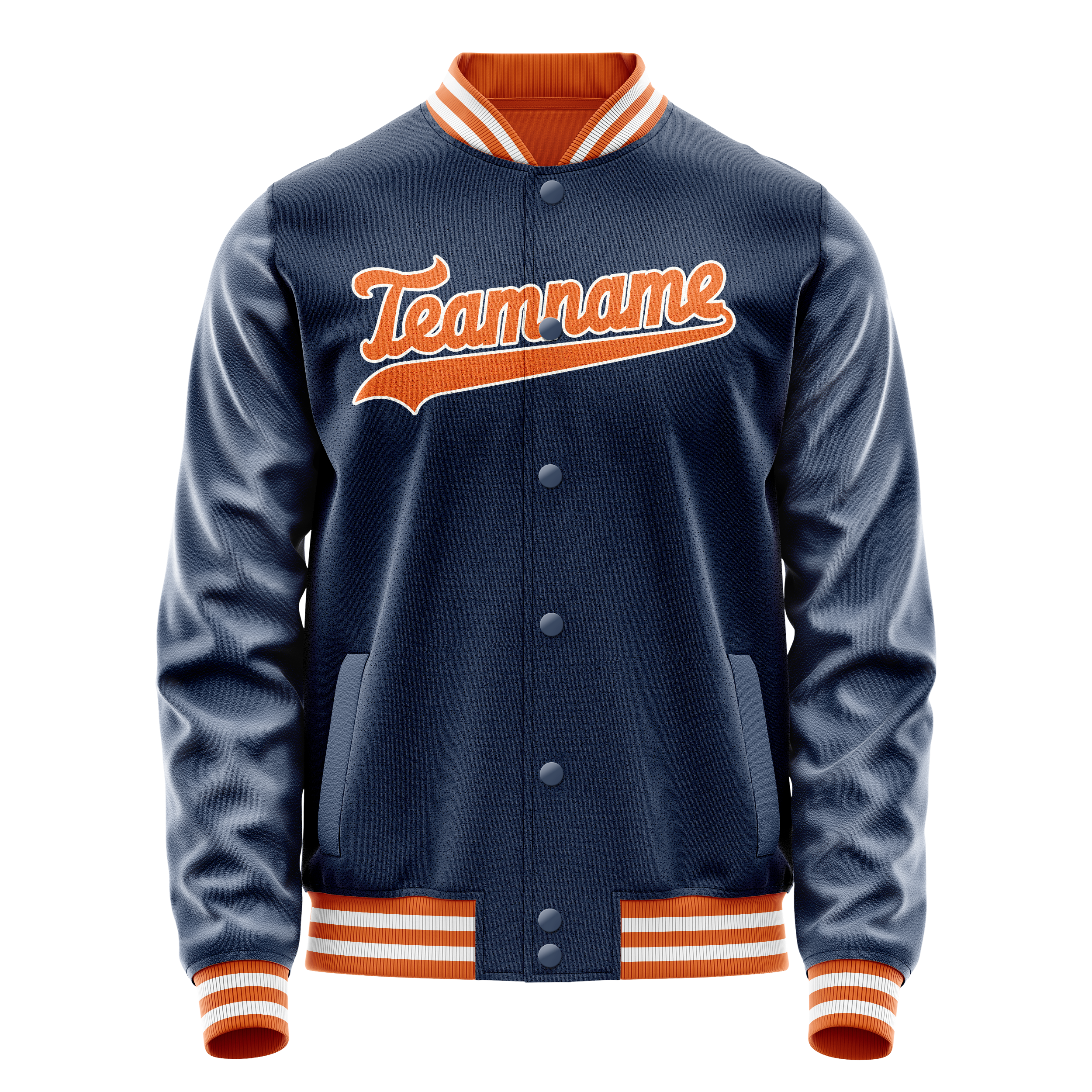 Personalized Blue & Orange Solid Color Varsity Letterman Jacket