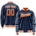 Personalized Blue & Orange Solid Color Varsity Letterman Jacket