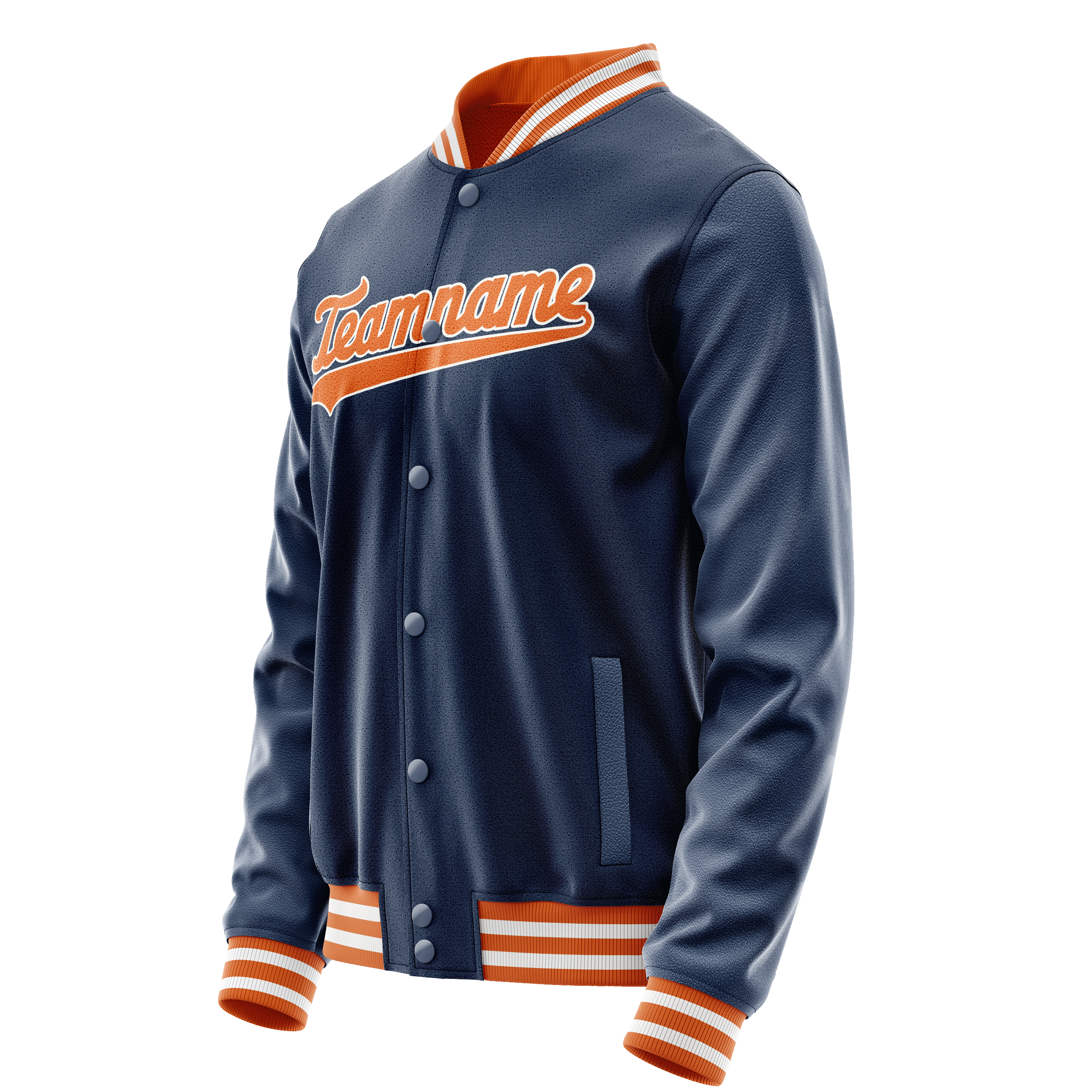 Personalized Blue & Orange Solid Color Varsity Letterman Jacket