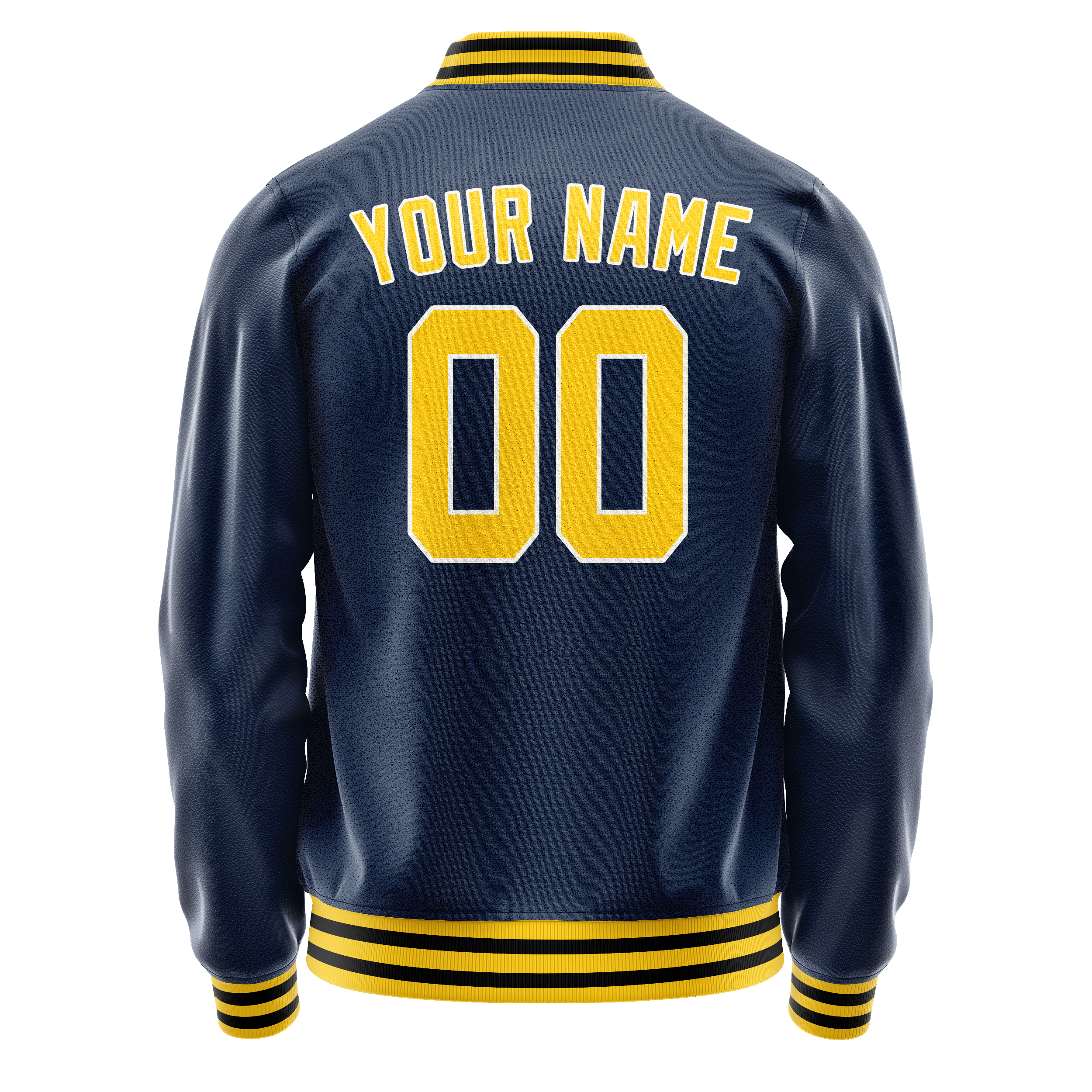 Personalized Blue & Gold Solid Color Varsity Letterman Jacket