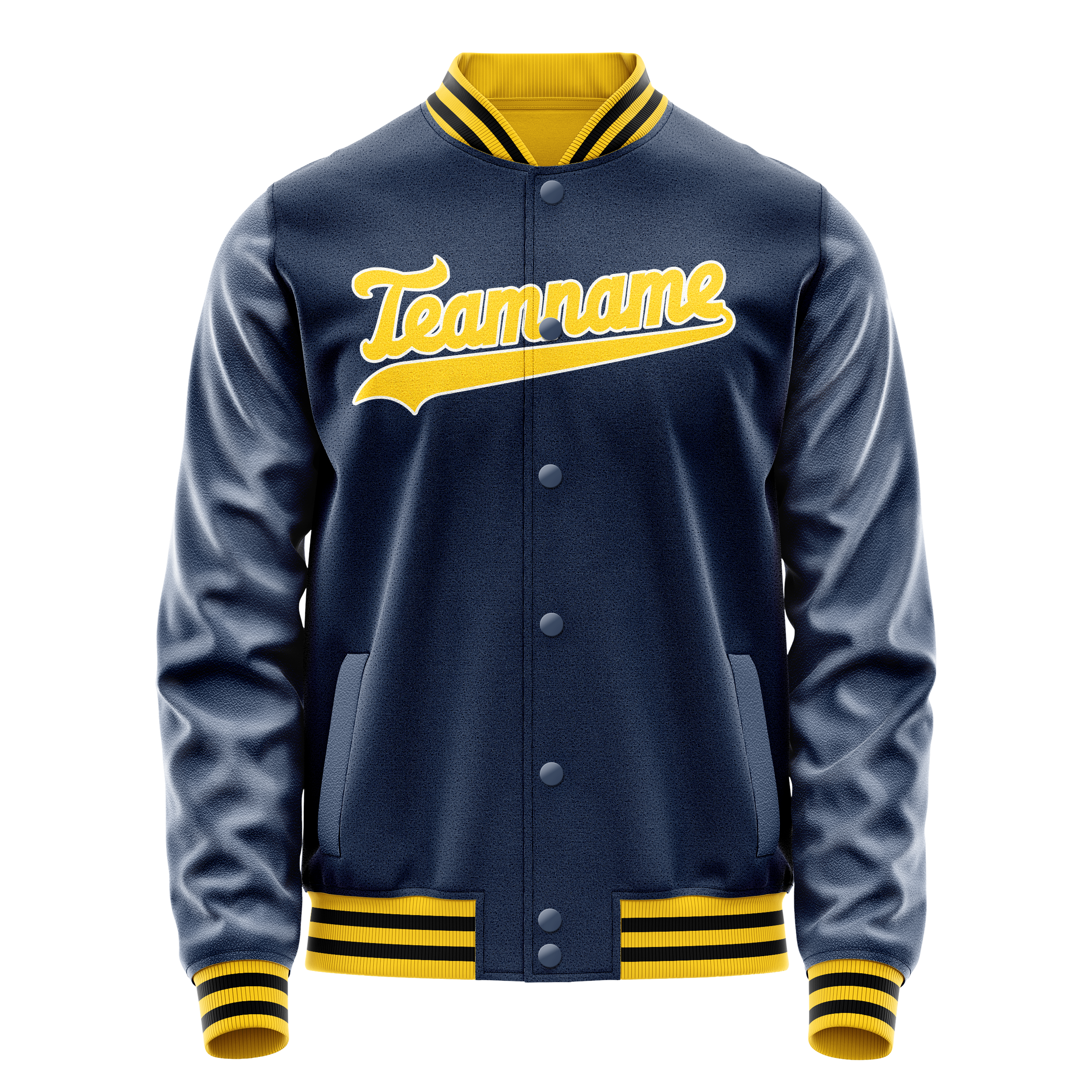 Personalized Blue & Gold Solid Color Varsity Letterman Jacket