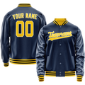 Personalized Blue & Gold Solid Color Varsity Letterman Jacket