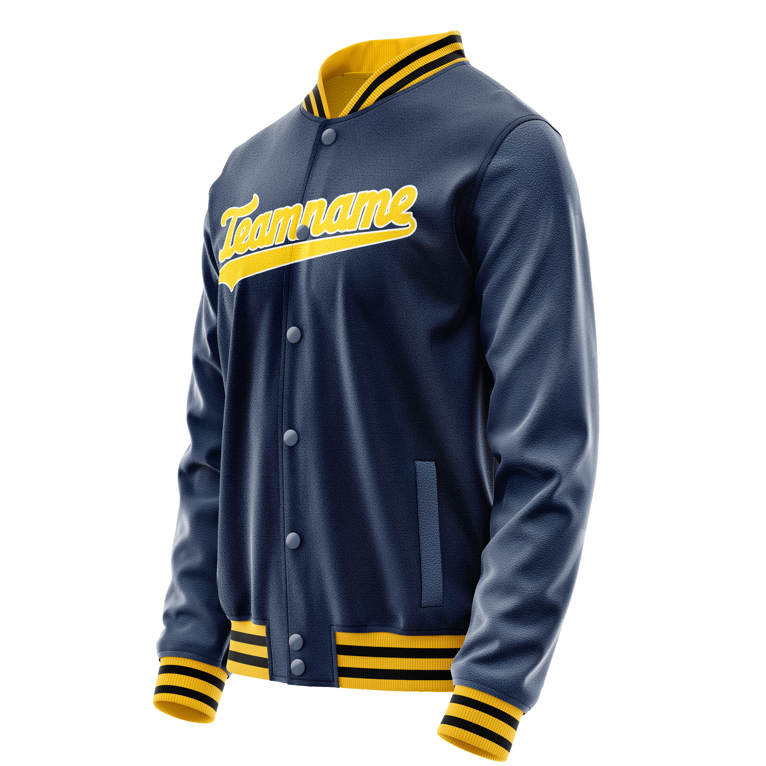 Personalized Blue & Gold Solid Color Varsity Letterman Jacket