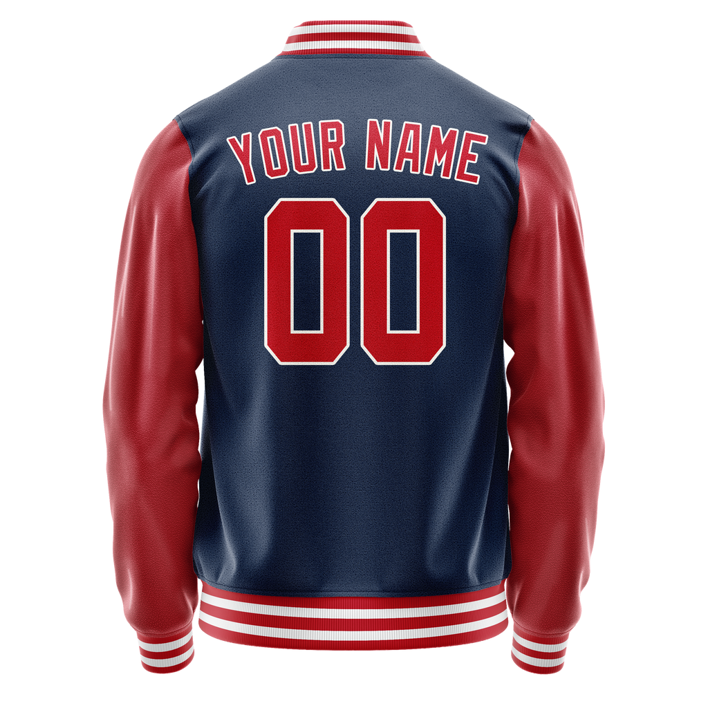 Personalized Blue & Texas-Orange Solid Color Varsity Letterman Jacket