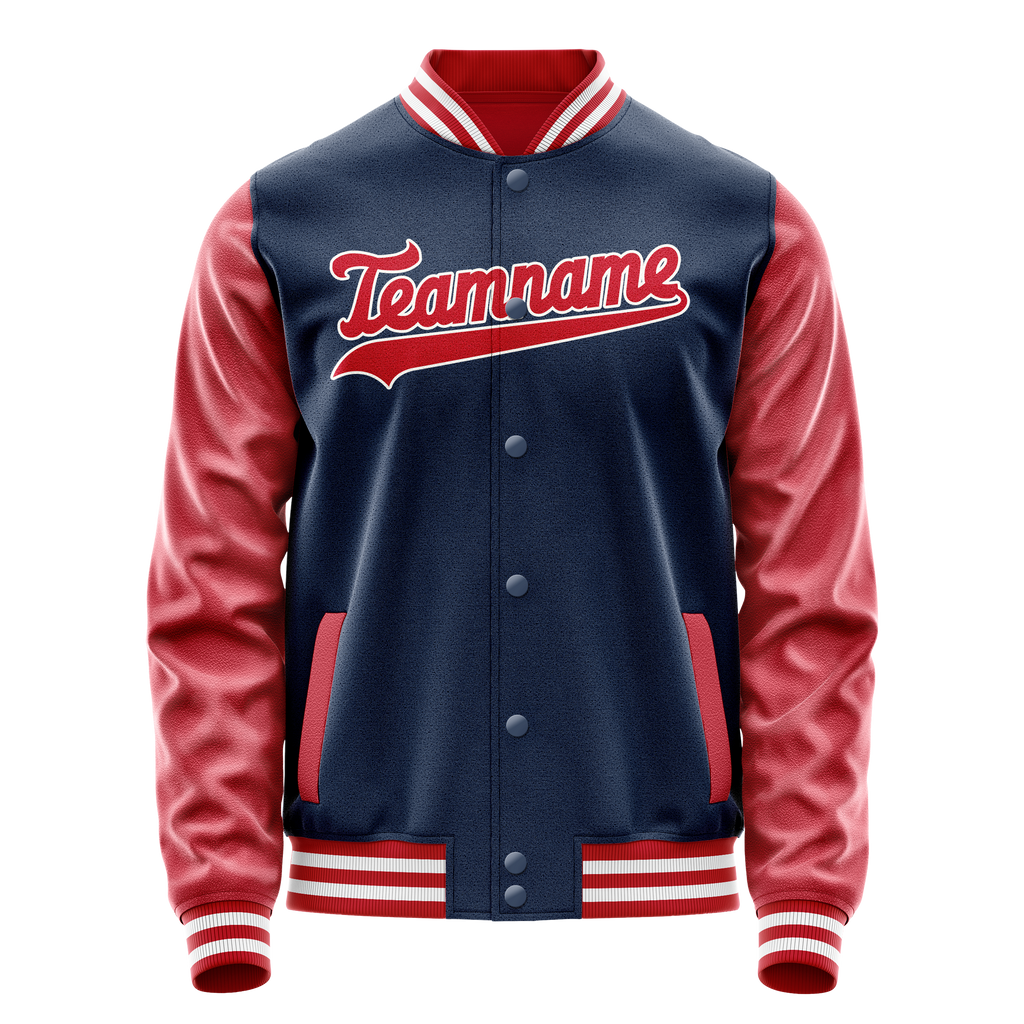 Personalized Blue & Texas-Orange Solid Color Varsity Letterman Jacket