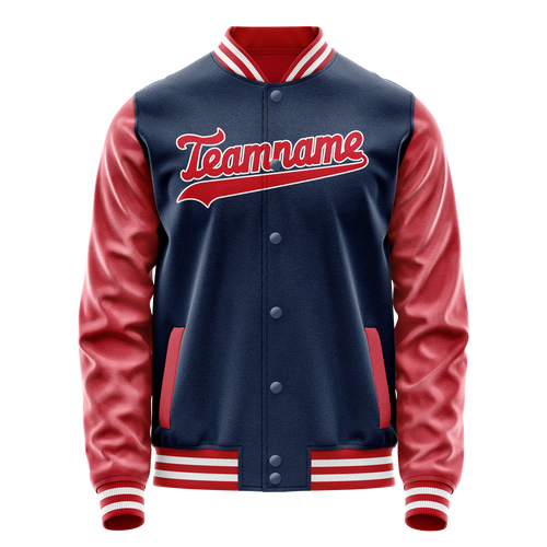 Personalized Blue & Texas-Orange Solid Color Varsity Letterman Jacket