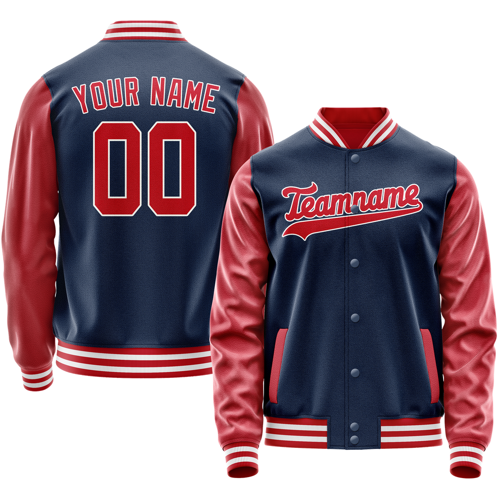 Personalized Blue & Texas-Orange Solid Color Varsity Letterman Jacket