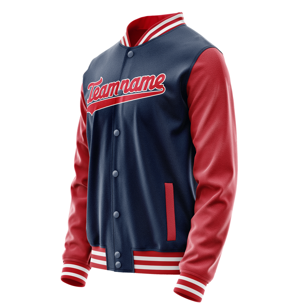 Personalized Blue & Texas-Orange Solid Color Varsity Letterman Jacket