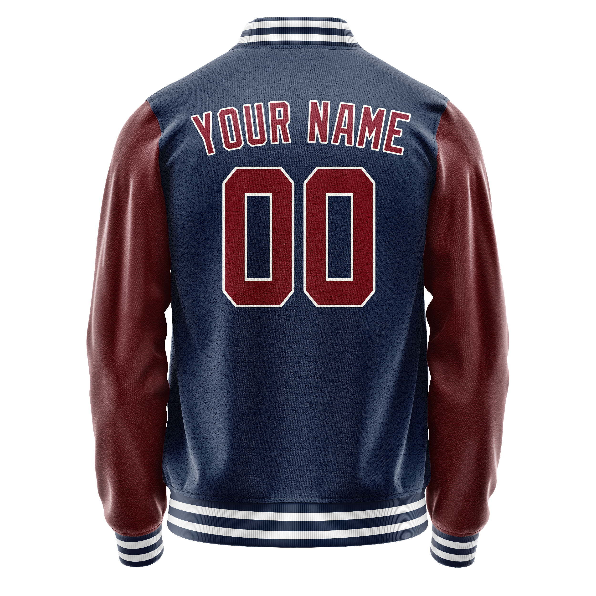 Personalized Blue & Brown Solid Color Varsity Letterman Jacket