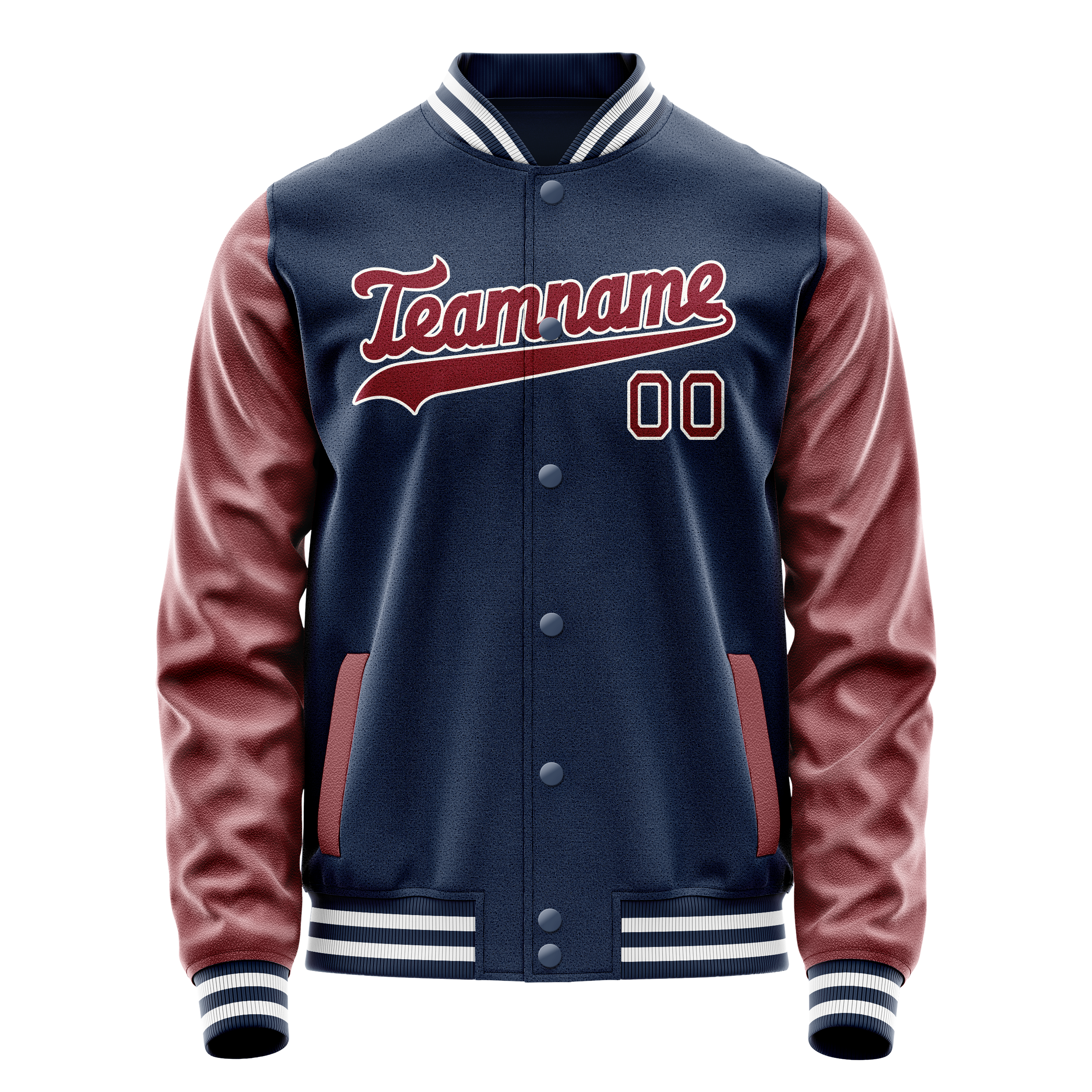 Personalized Blue & Brown Solid Color Varsity Letterman Jacket